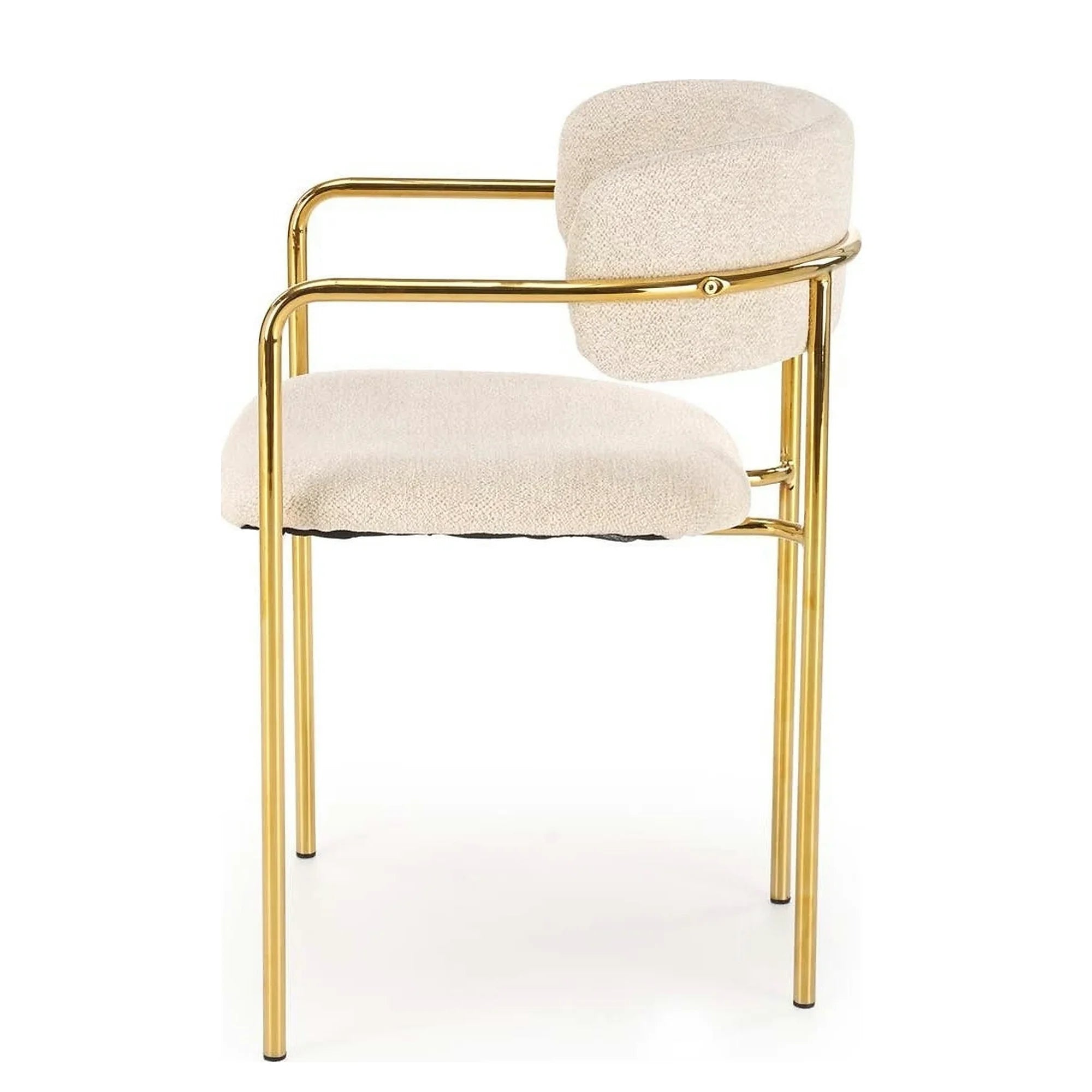 Scaun K537, crem/auriu, stofa clasica/metal, 54x56x76 cm