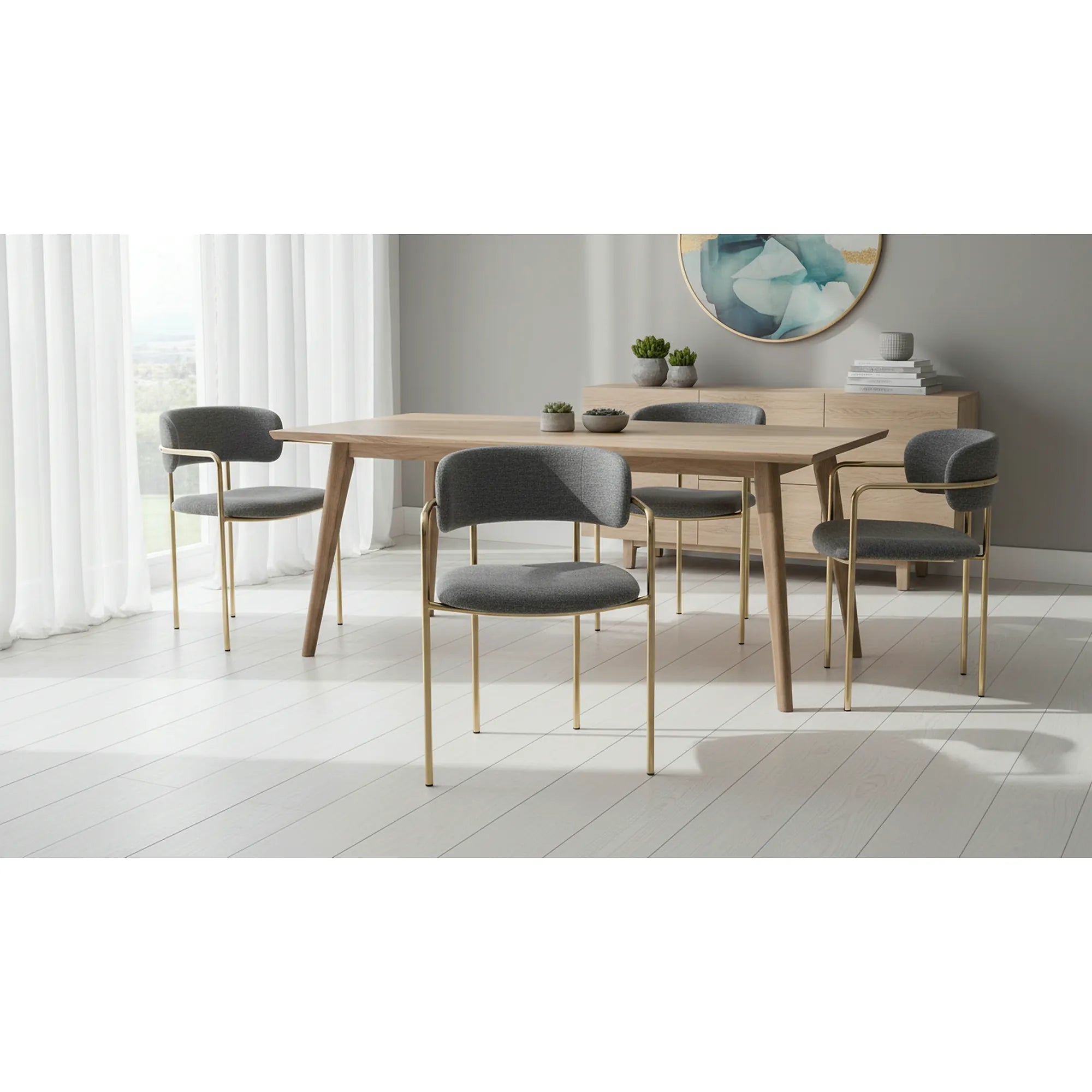 Scaun K537, gri/auriu, stofa clasica/metal, 54x56x76 cm