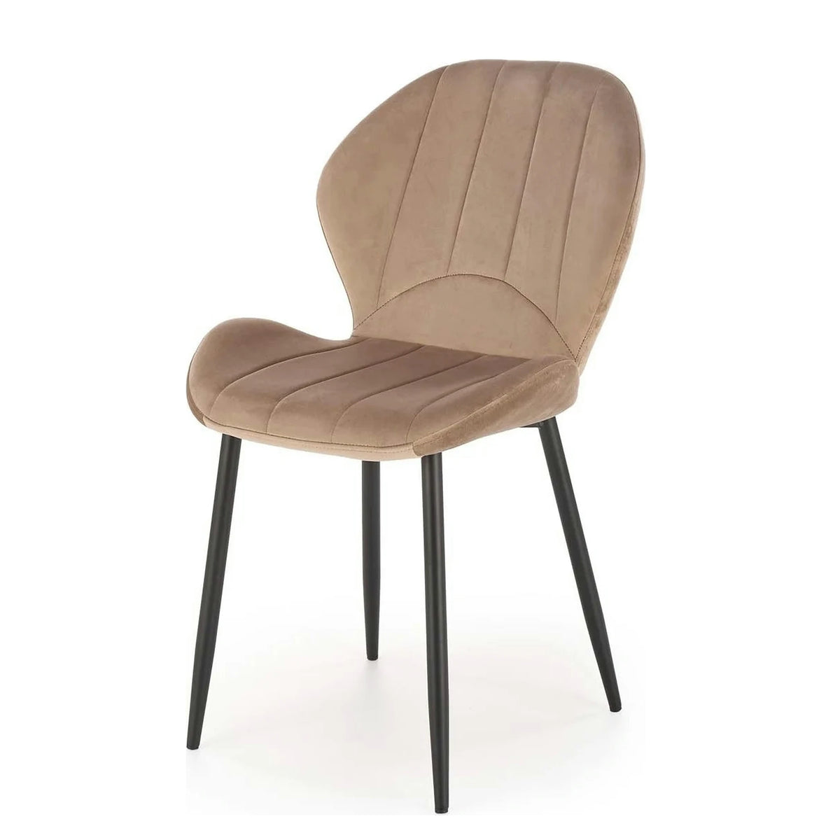 Scaun K538, bej/negru, stofa catifelata/metal, 48x57x85 cm
