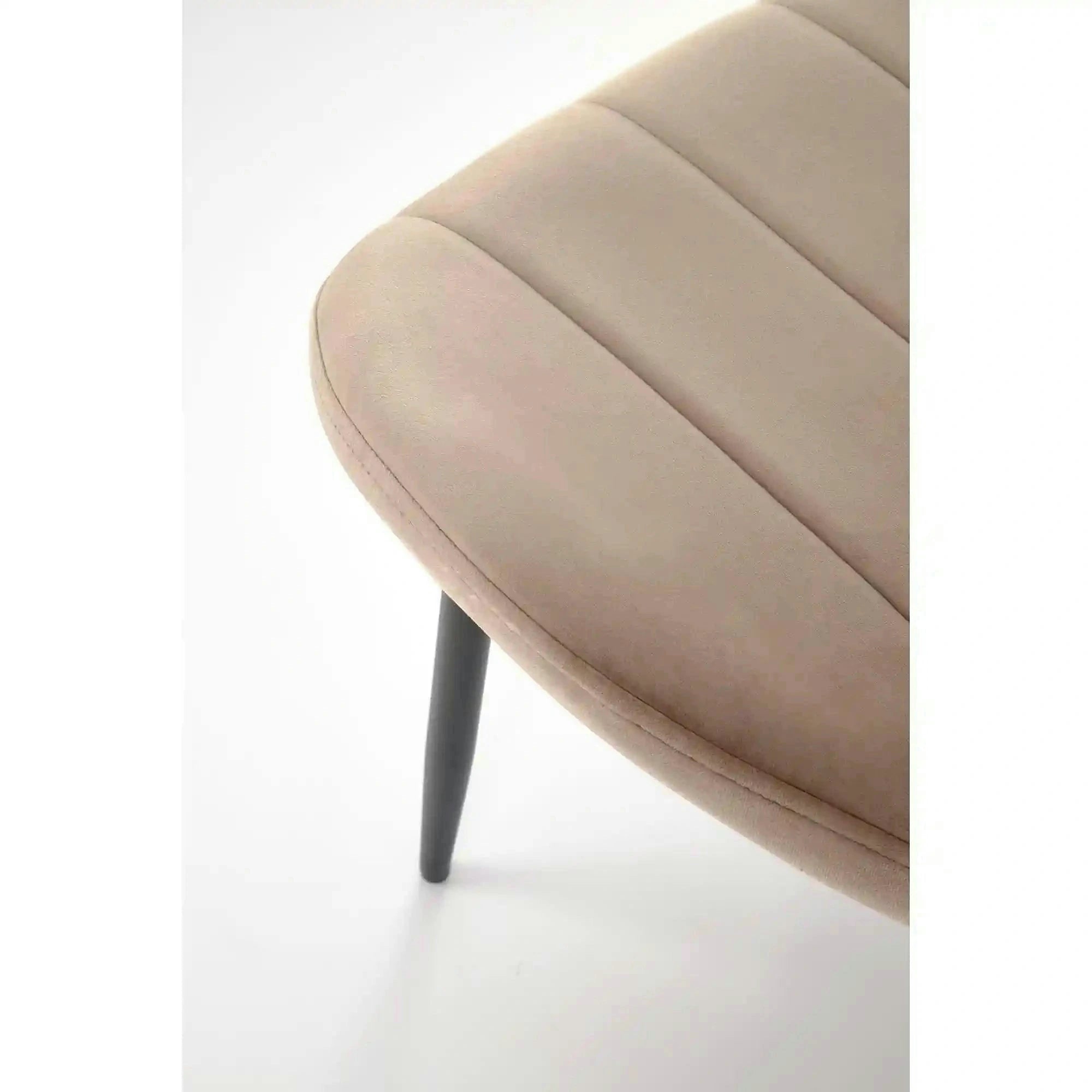 Scaun K538, bej/negru, stofa catifelata/metal, 48x57x85 cm