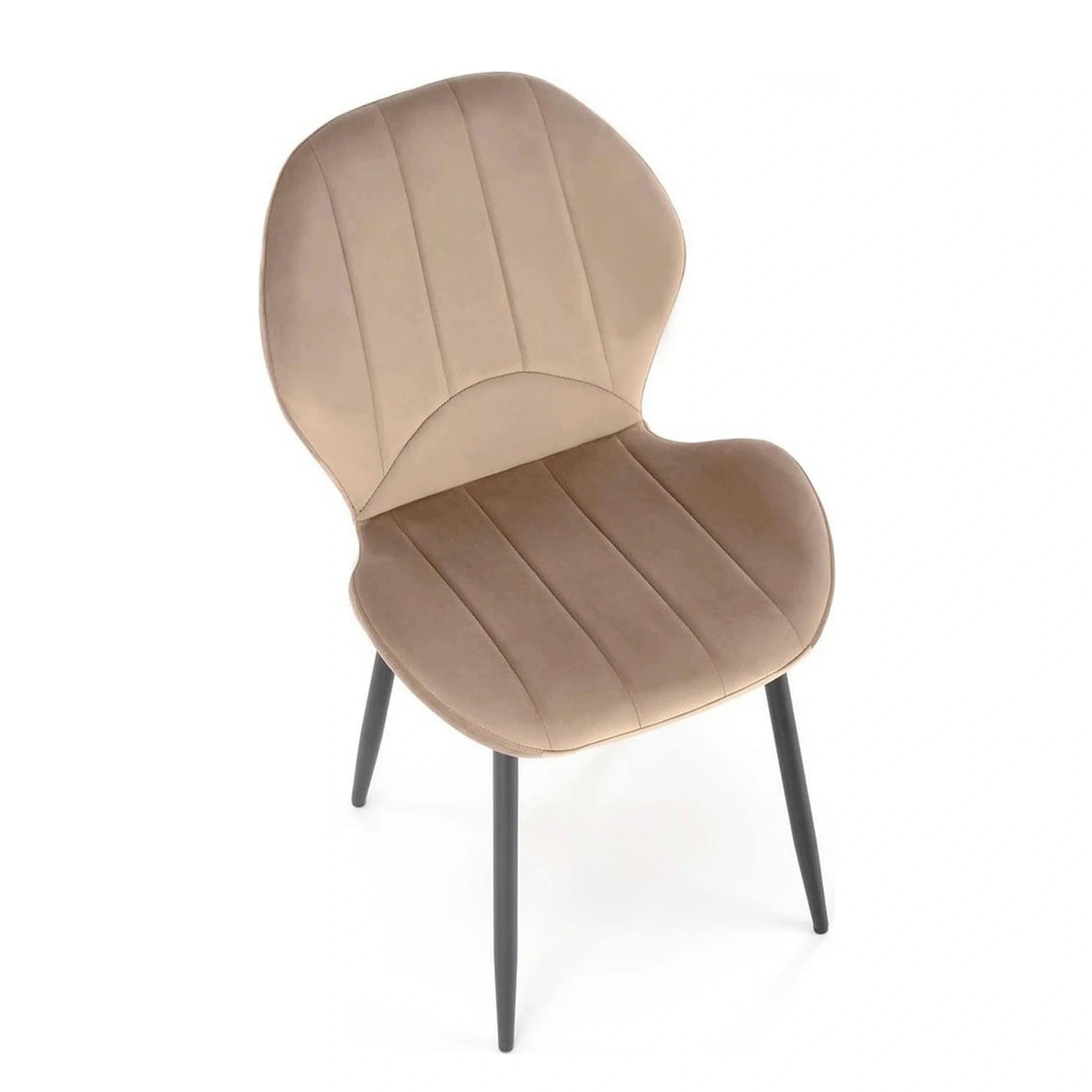 Scaun K538, bej/negru, stofa catifelata/metal, 48x57x85 cm
