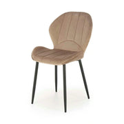 Scaun K538, bej/negru, stofa catifelata/metal, 48x57x85 cm