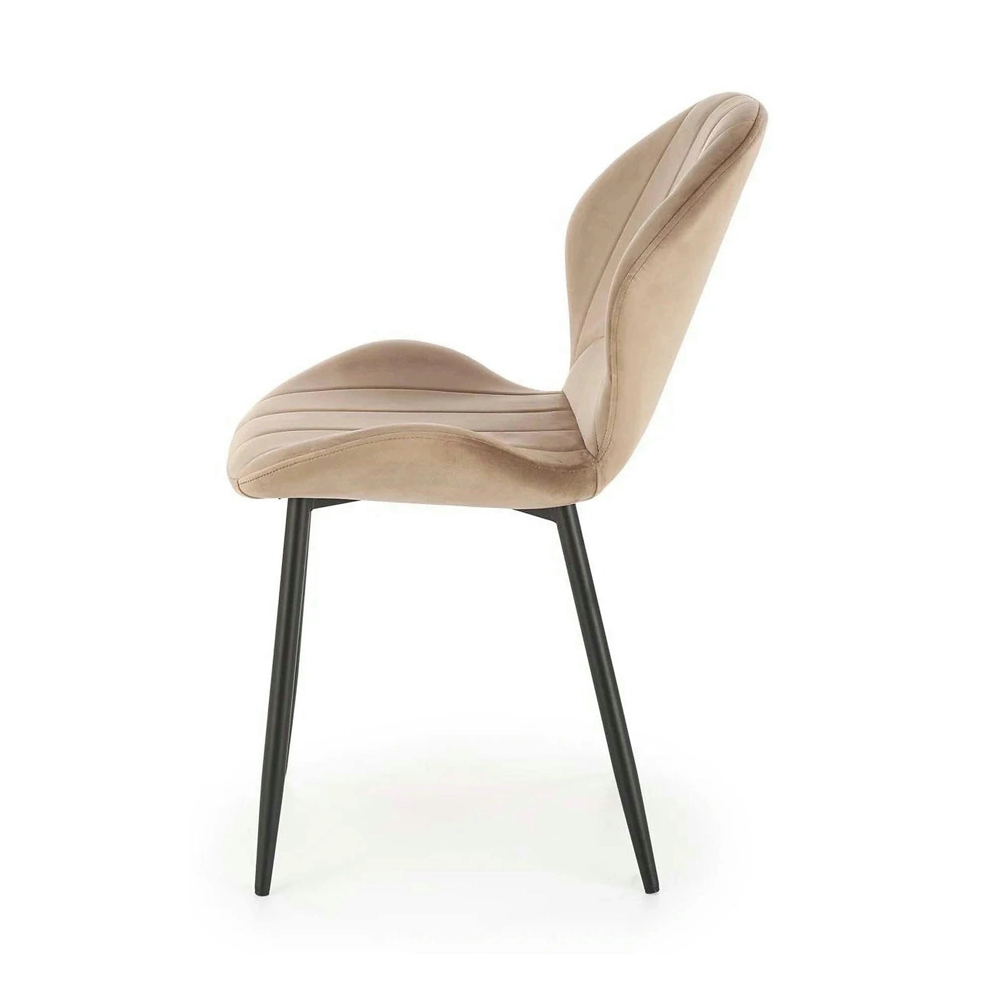 Scaun K538, bej/negru, stofa catifelata/metal, 48x57x85 cm