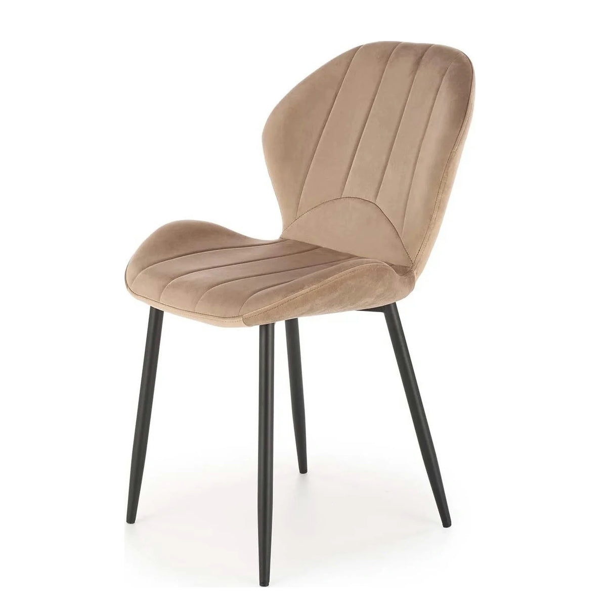Scaun K538, bej/negru, stofa catifelata/metal, 48x57x85 cm