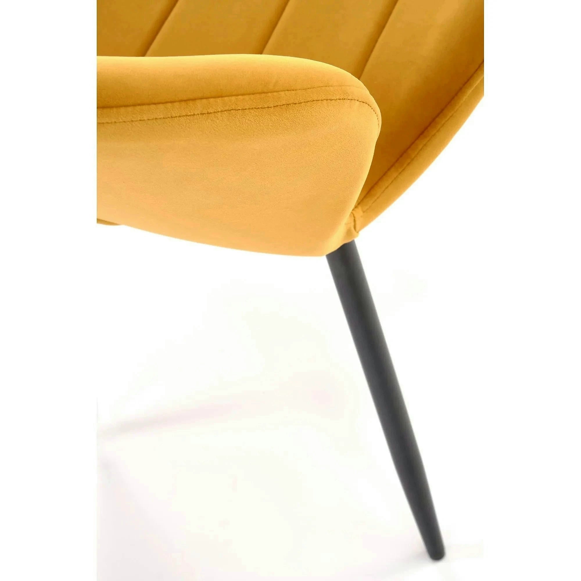 Scaun K538, galben mustar/negru, stofa catifelata/metal, 48x57x85 cm