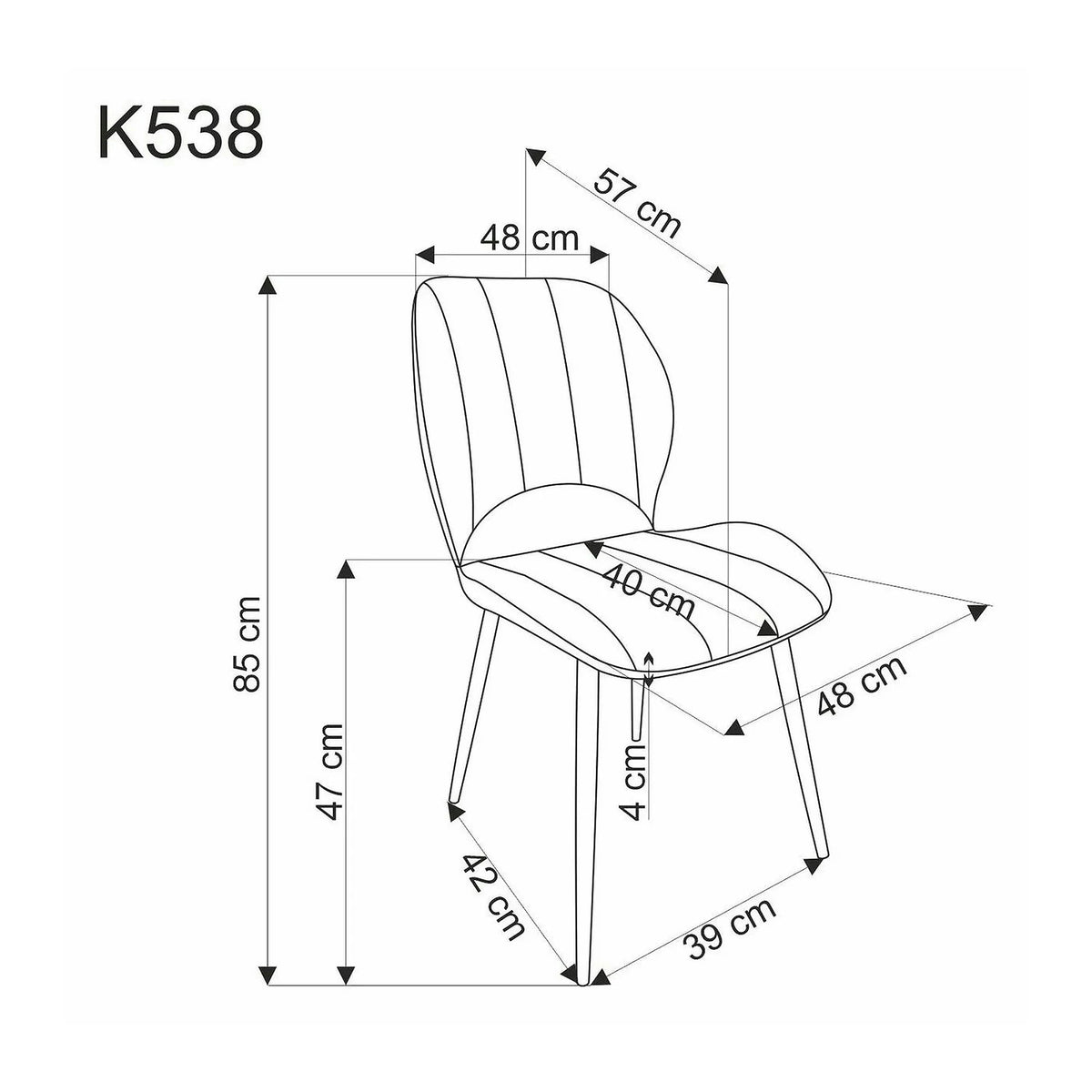 Scaun K538, galben mustar/negru, stofa catifelata/metal, 48x57x85 cm
