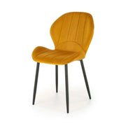 Scaun K538, galben mustar/negru, stofa catifelata/metal, 48x57x85 cm