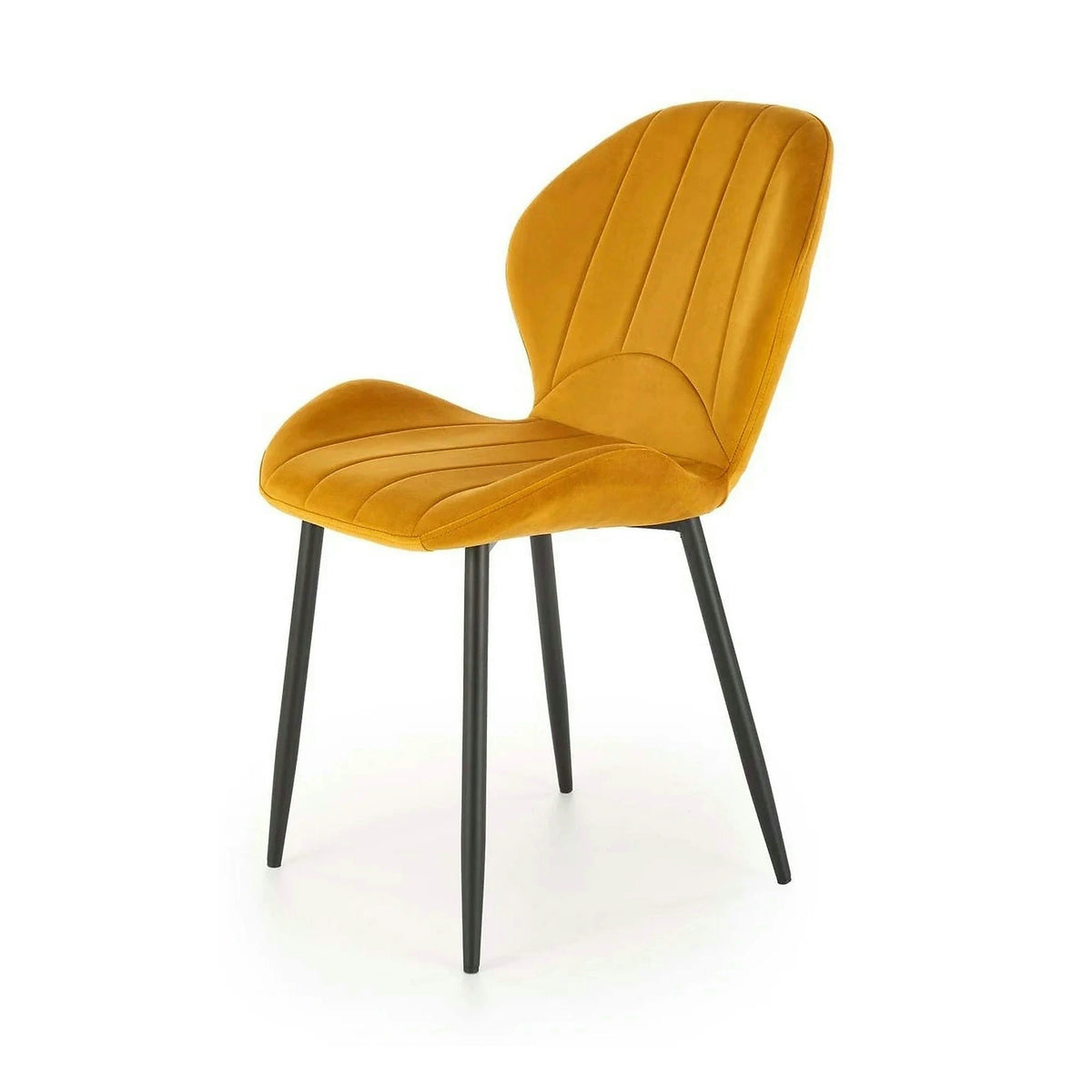 Scaun K538, galben mustar/negru, stofa catifelata/metal, 48x57x85 cm