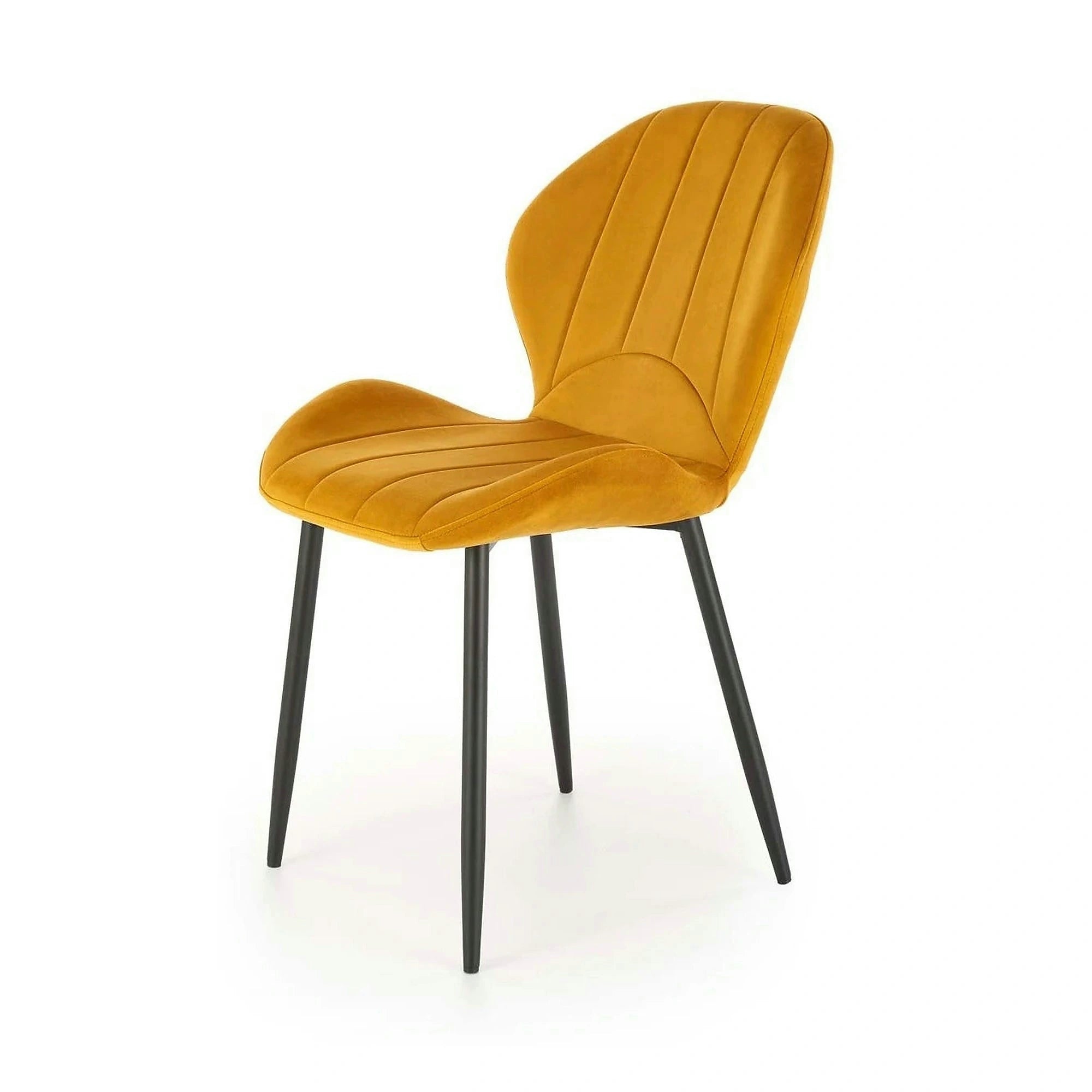 Scaun K538, galben mustar/negru, stofa catifelata/metal, 48x57x85 cm
