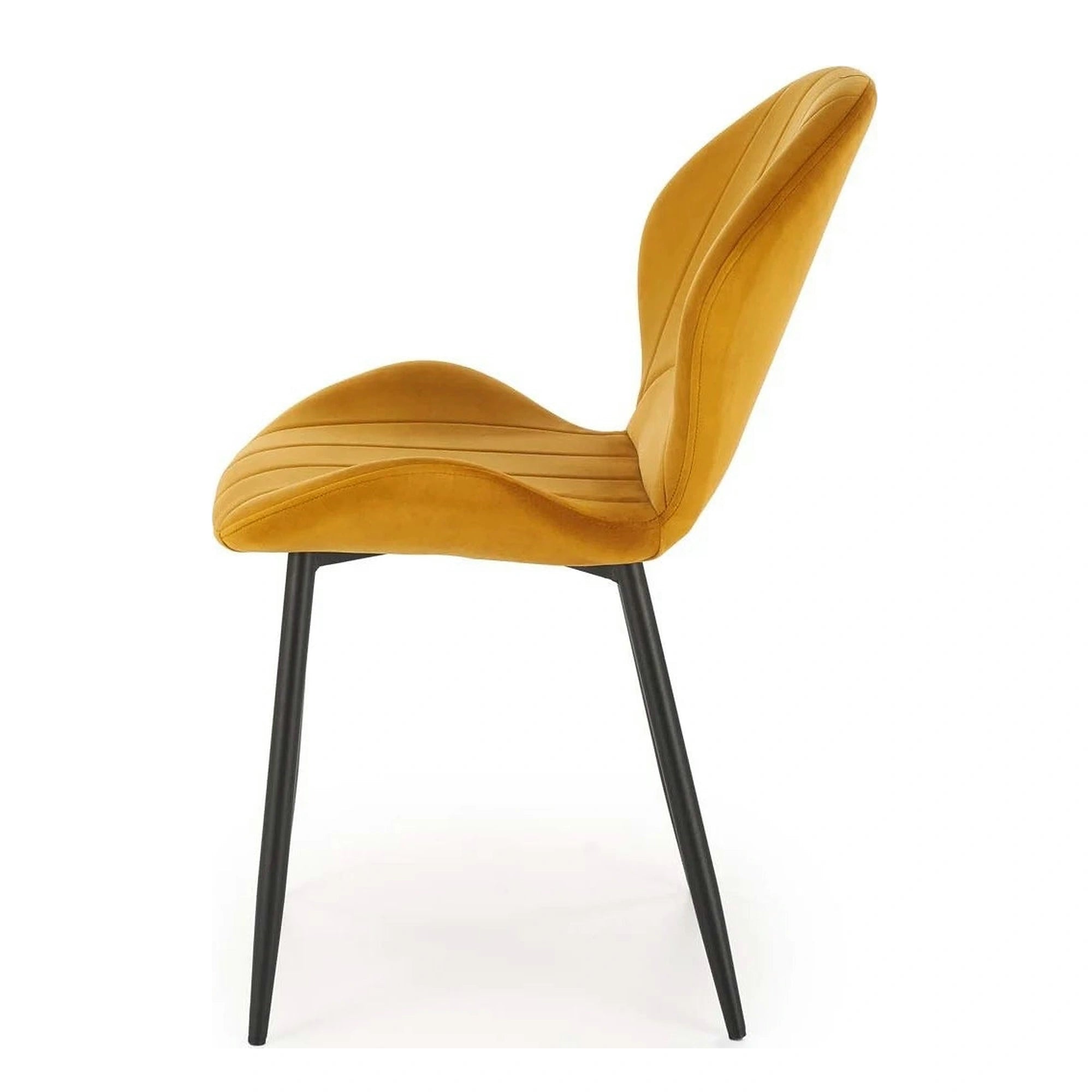 Scaun K538, galben mustar/negru, stofa catifelata/metal, 48x57x85 cm