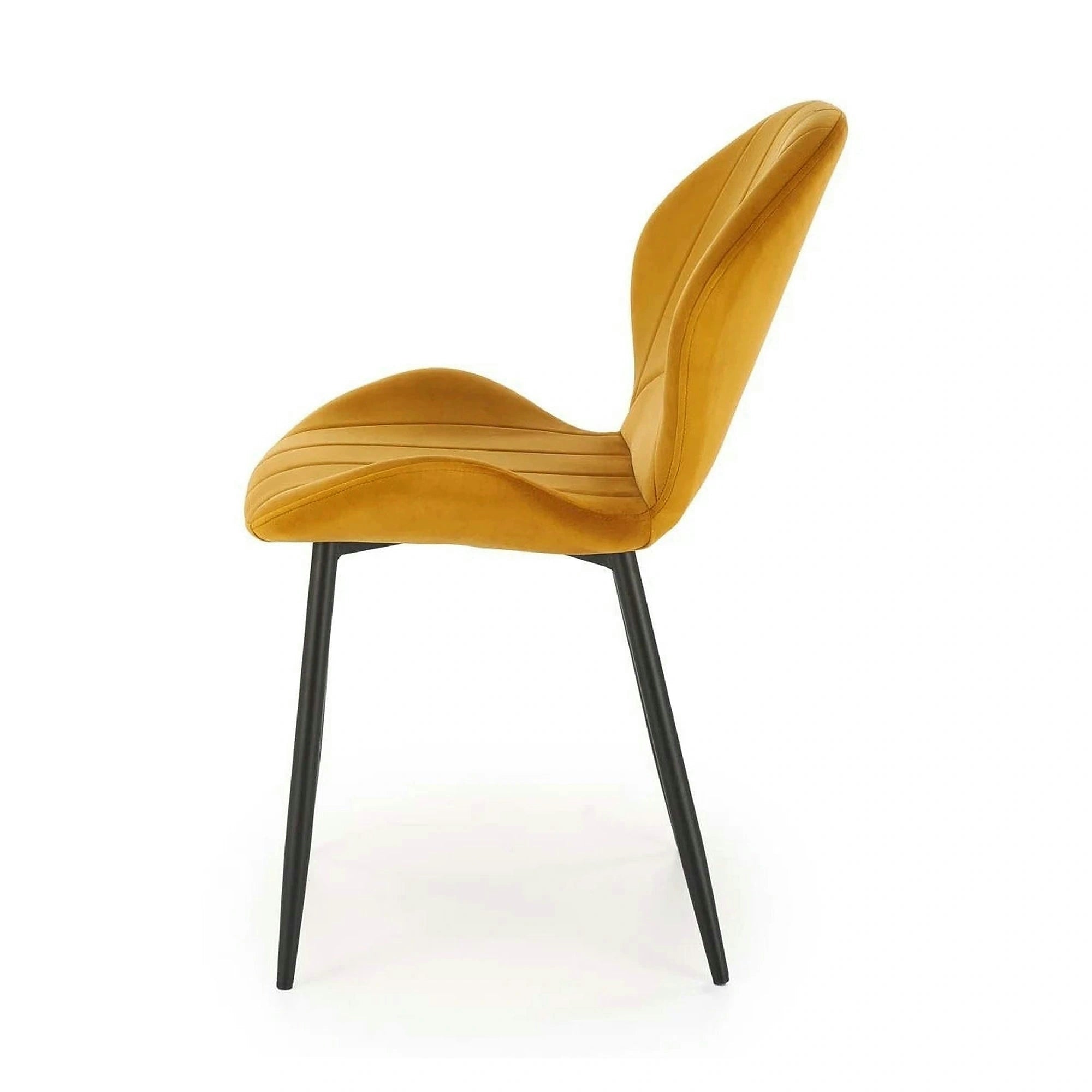 Scaun K538, galben mustar/negru, stofa catifelata/metal, 48x57x85 cm