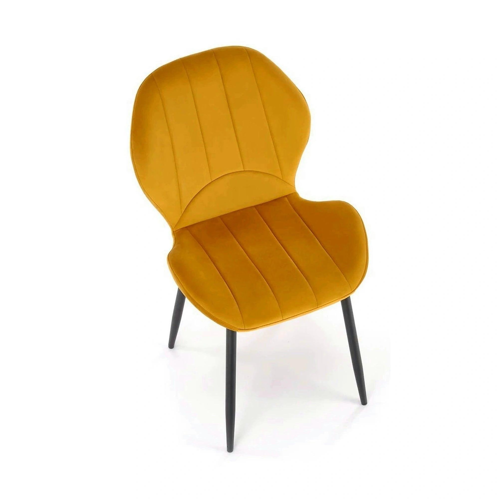 Scaun K538, galben mustar/negru, stofa catifelata/metal, 48x57x85 cm