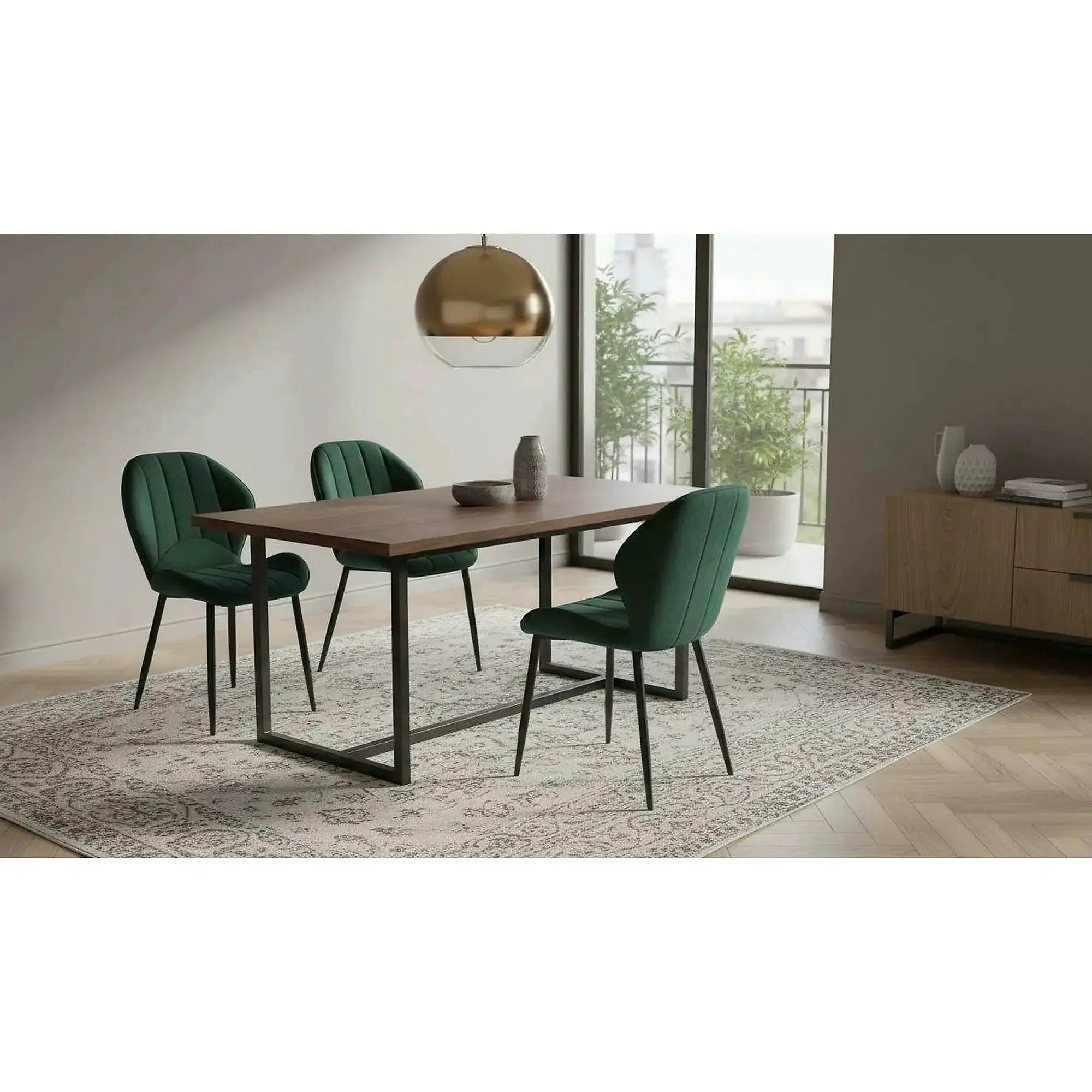 Scaun K538, verde/negru, stofa catifelata/metal, 48x57x85 cm