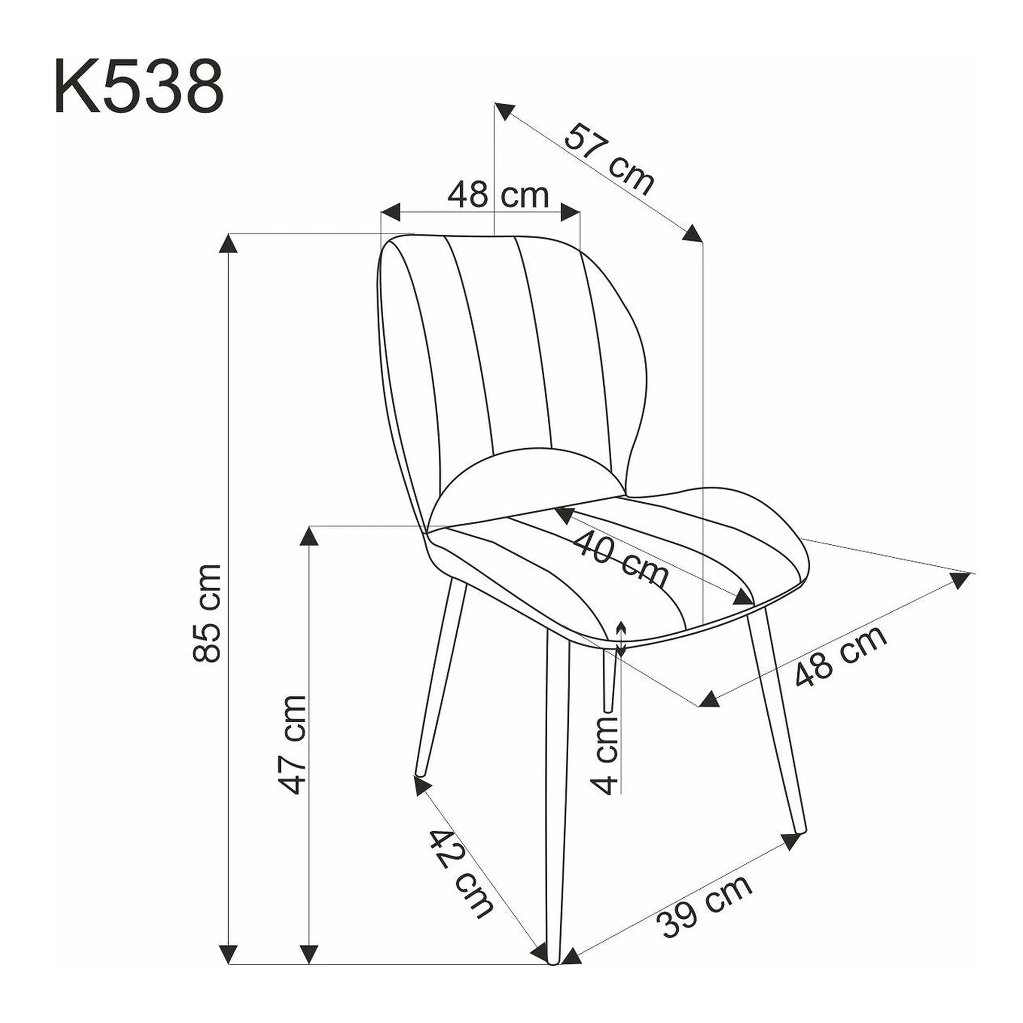 Scaun K538, verde/negru, stofa catifelata/metal, 48x57x85 cm