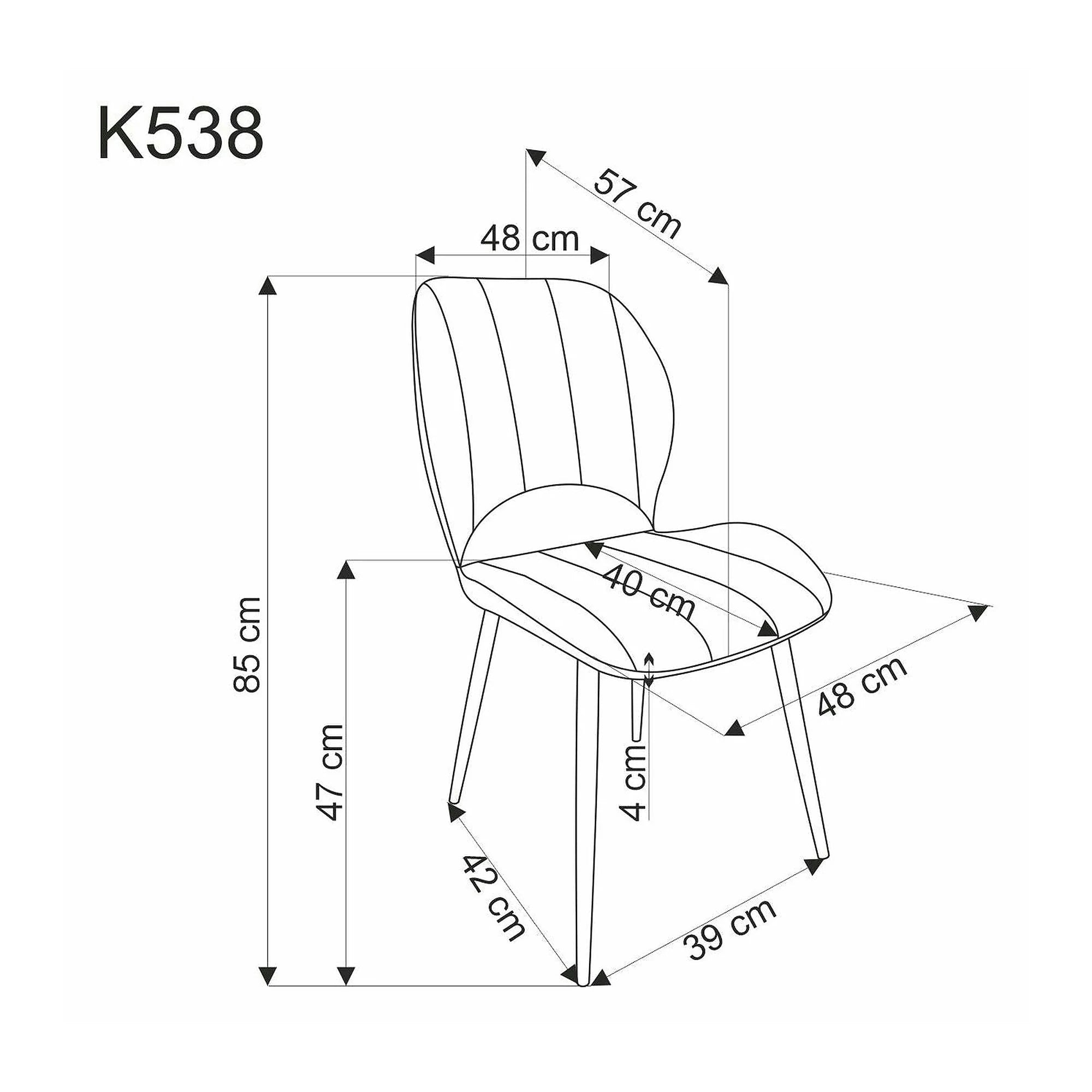 Scaun K538, verde/negru, stofa catifelata/metal, 48x57x85 cm