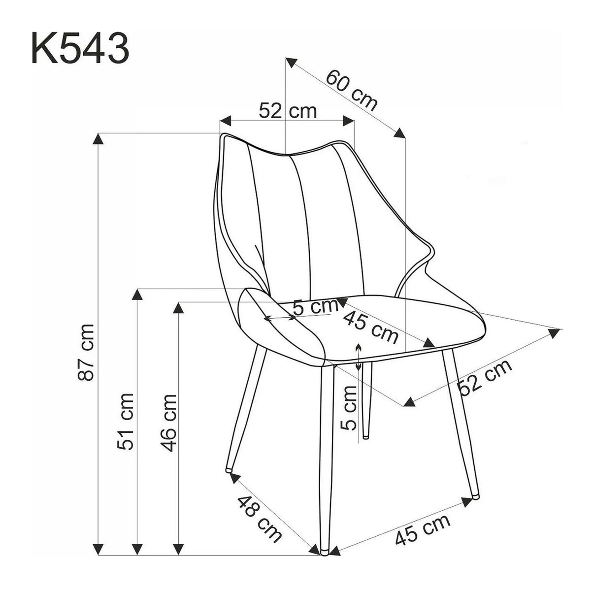 Scaun K543, verde/negru, stofa clasica/metal, 55x60x87 cm