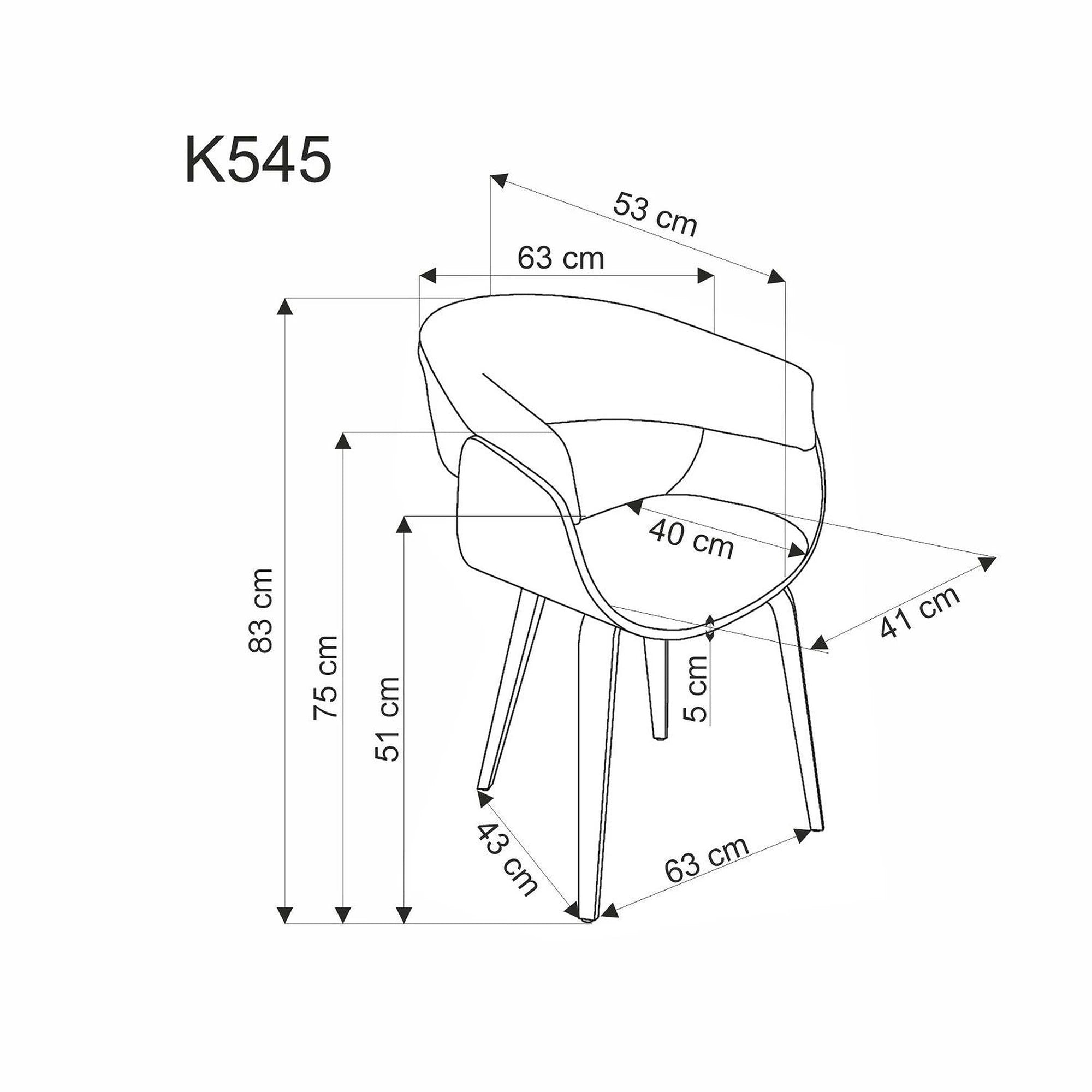 Scaun K545, bej/stejar, stofa clasica/placaj, 63x53x83 cm