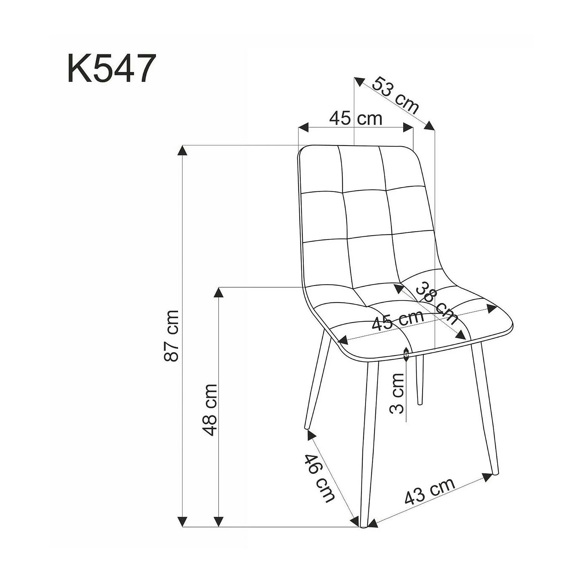 Scaun K547, gri/negru, stofa clasica/metal, 45x53x87 cm