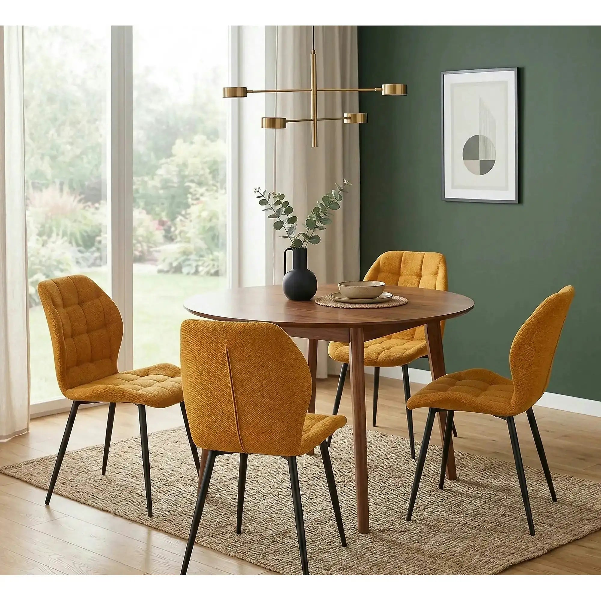 Scaun K548, galben/negru, stofa clasica/metal, 47x55x84 cm