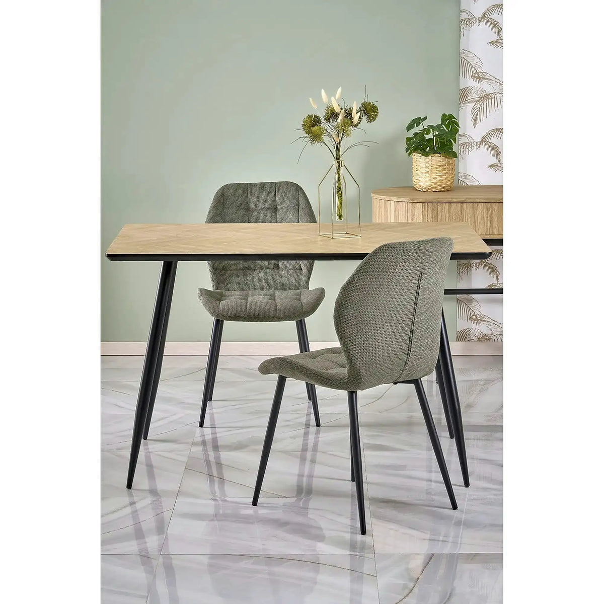 Scaun K548, verde/negru, stofa clasica/metal, 47x55x84 cm