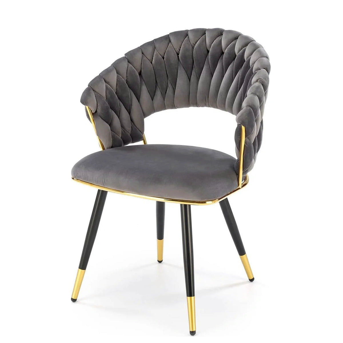 Scaun K551, gri/negru/auriu, stofa catifelata/metal, 62x58x85 cm