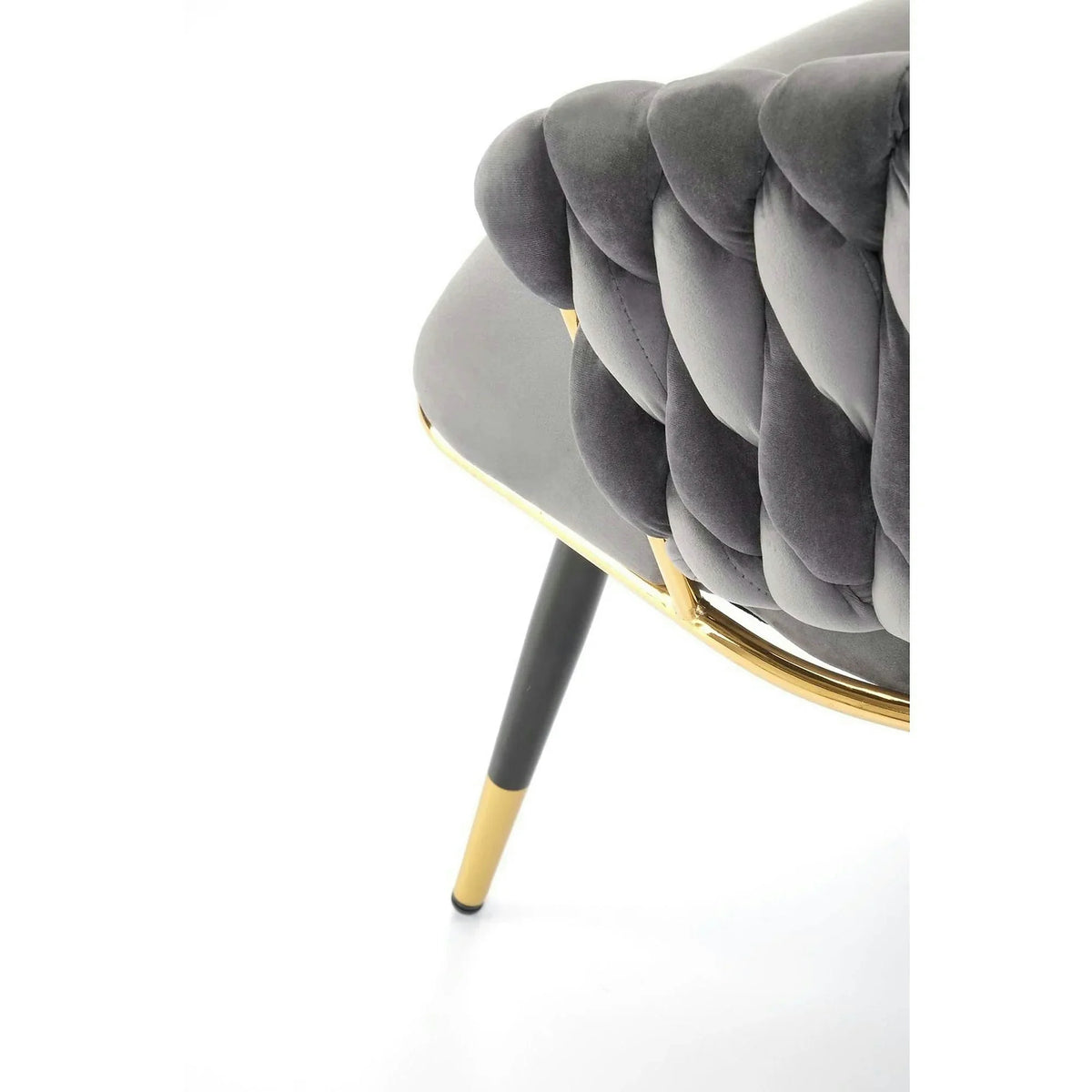 Scaun K551, gri/negru/auriu, stofa catifelata/metal, 62x58x85 cm