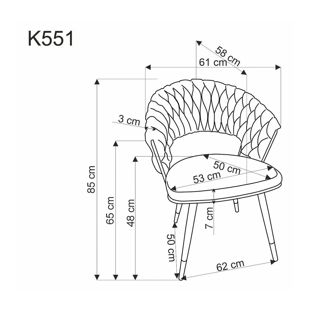 Scaun K551, gri/negru/auriu, stofa catifelata/metal, 62x58x85 cm