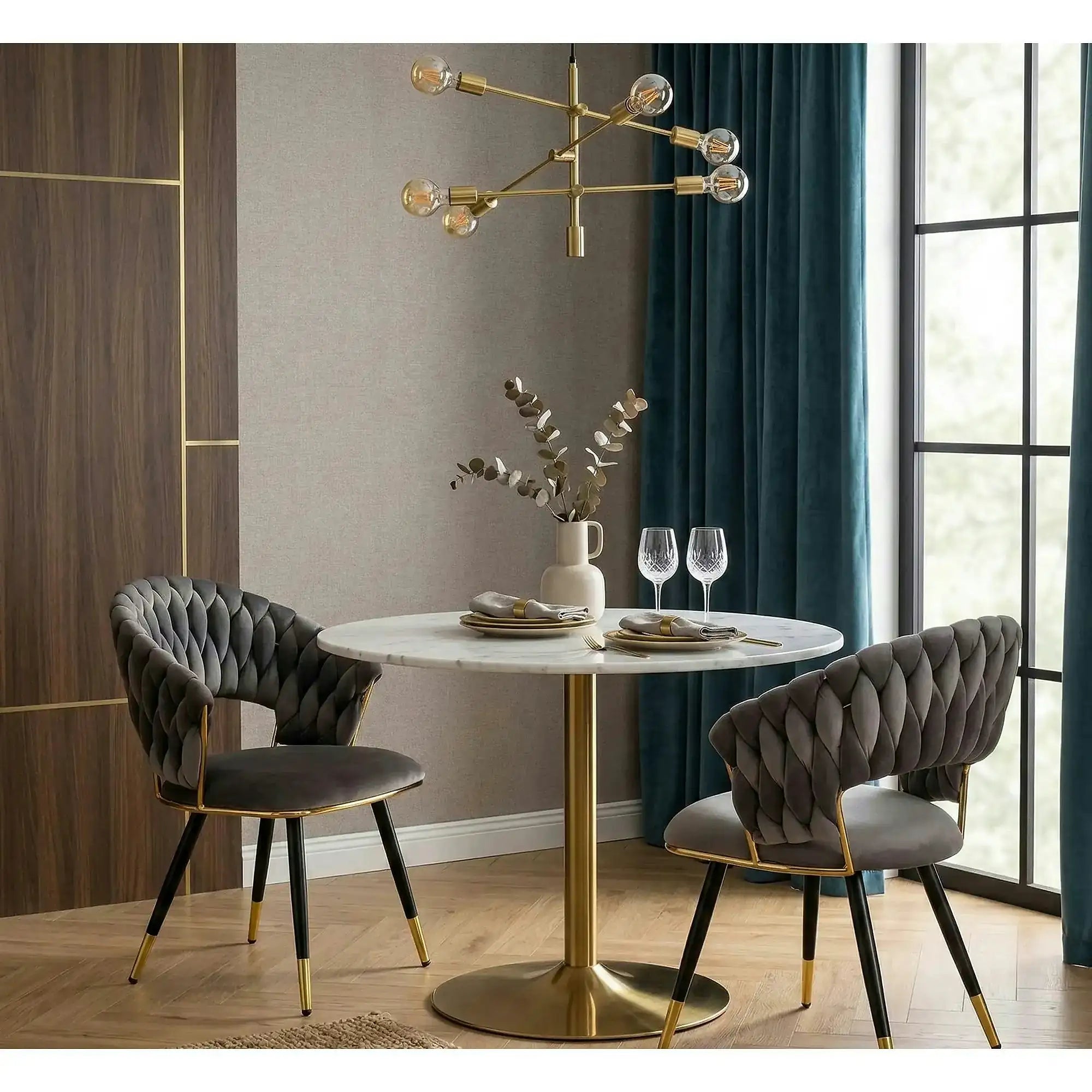 Scaun K551, gri/negru/auriu, stofa catifelata/metal, 62x58x85 cm