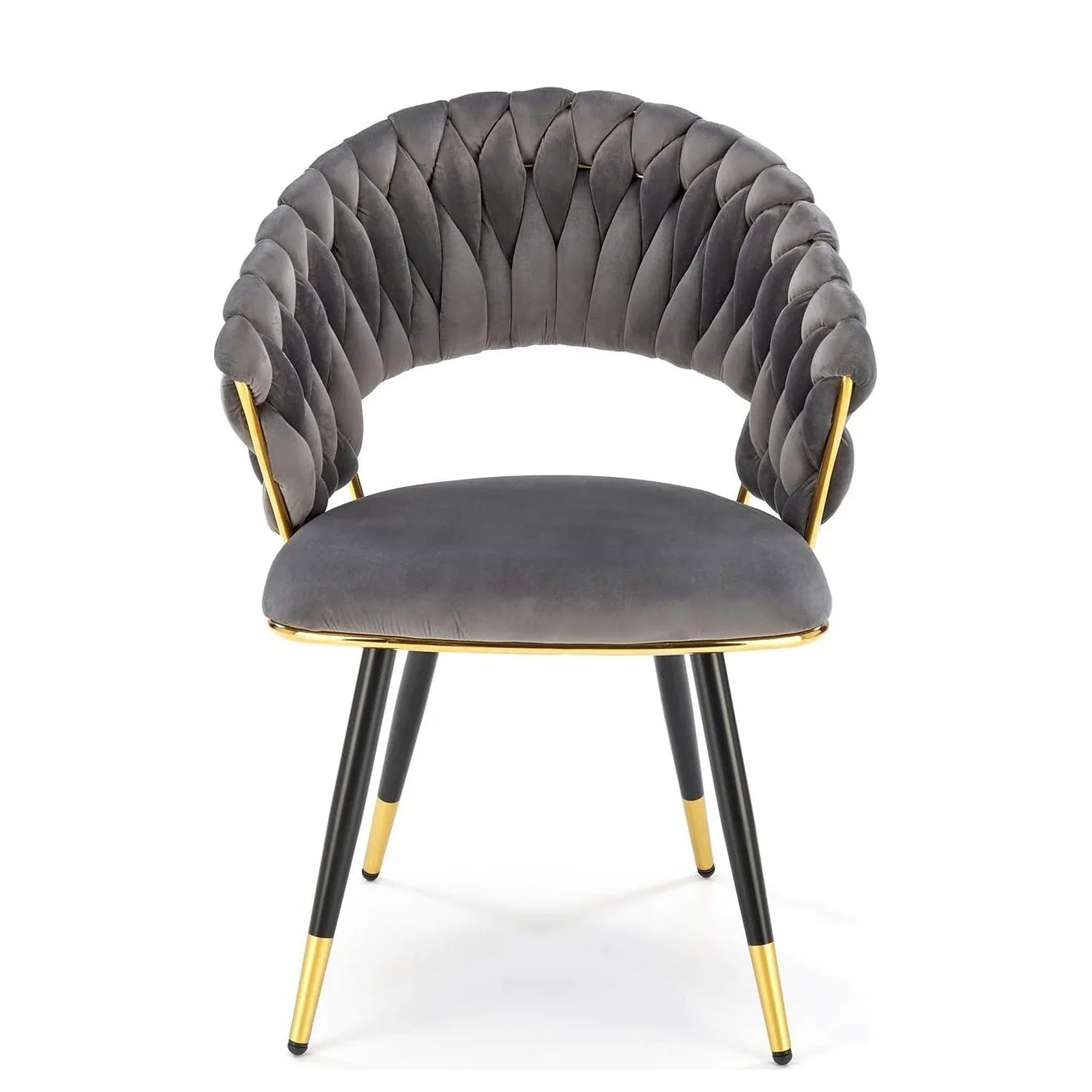 Scaun K551, gri/negru/auriu, stofa catifelata/metal, 62x58x85 cm
