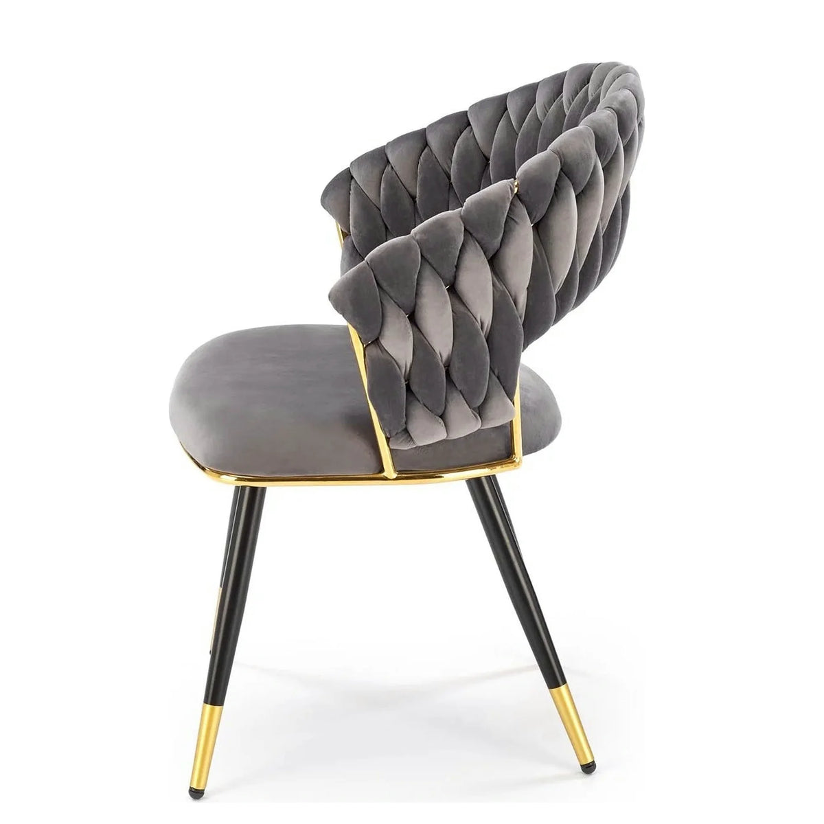 Scaun K551, gri/negru/auriu, stofa catifelata/metal, 62x58x85 cm