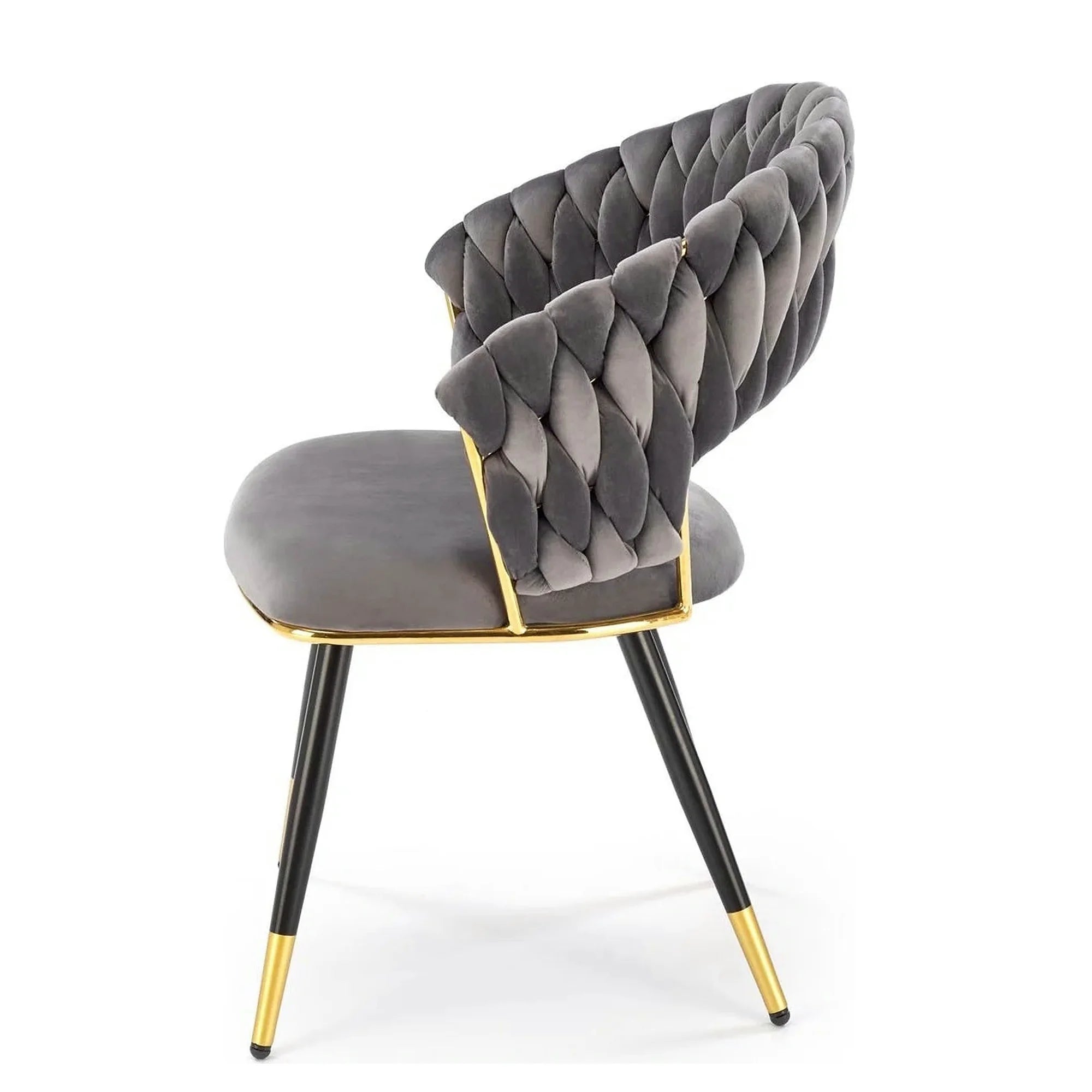 Scaun K551, gri/negru/auriu, stofa catifelata/metal, 62x58x85 cm