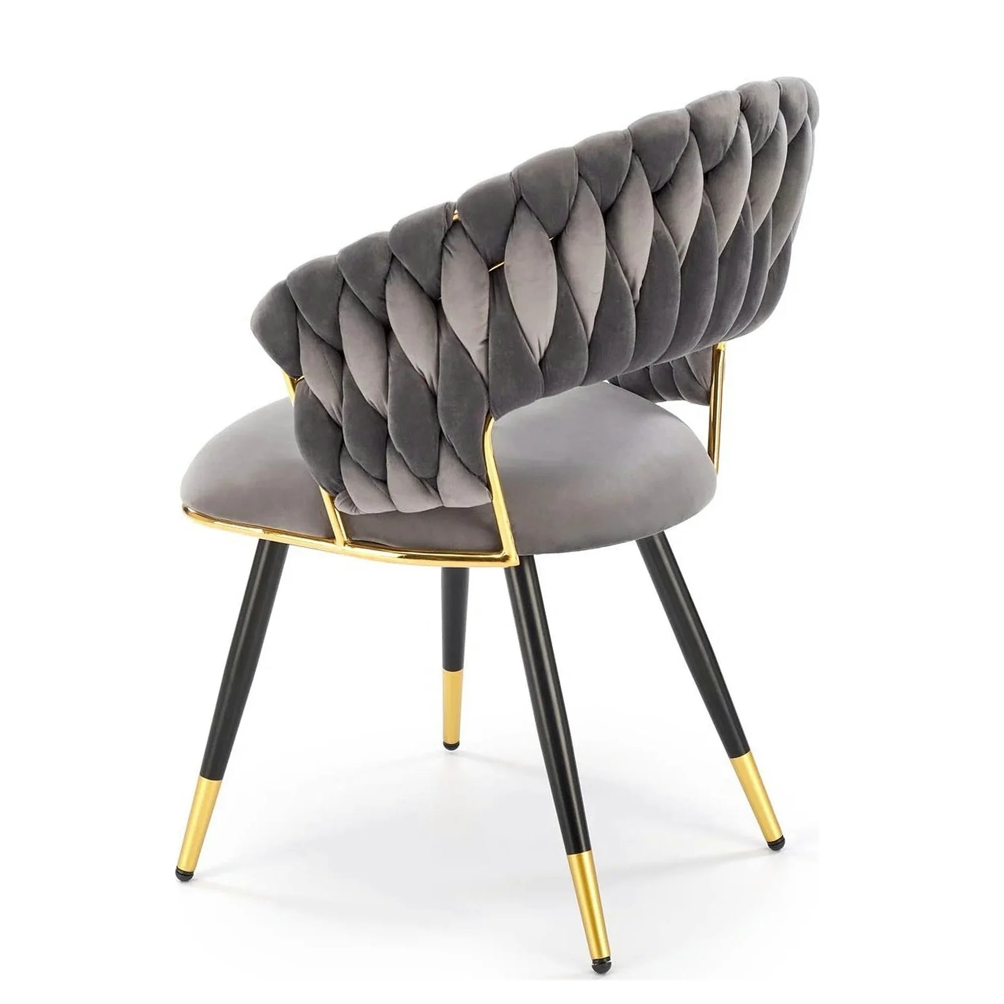 Scaun K551, gri/negru/auriu, stofa catifelata/metal, 62x58x85 cm