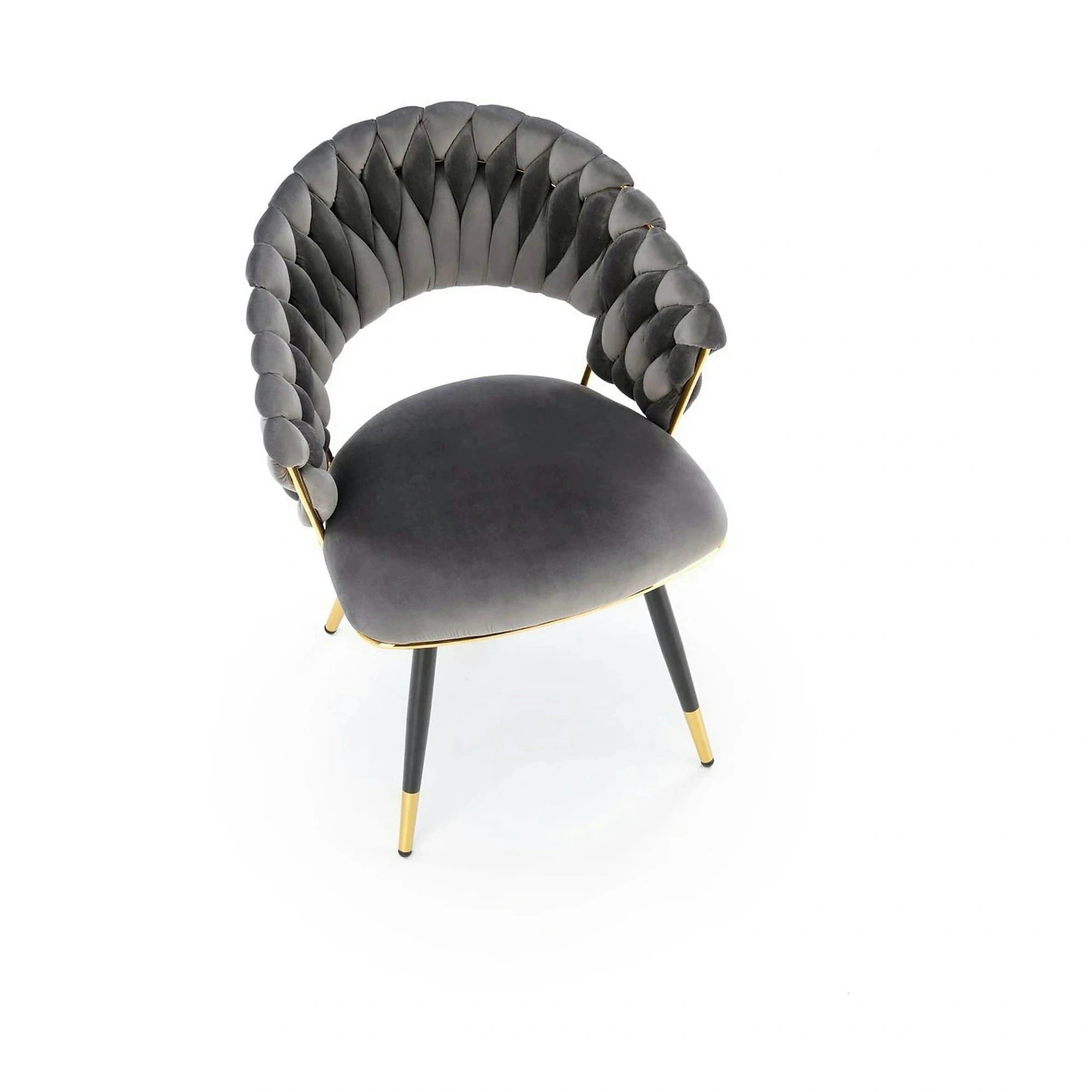 Scaun K551, gri/negru/auriu, stofa catifelata/metal, 62x58x85 cm