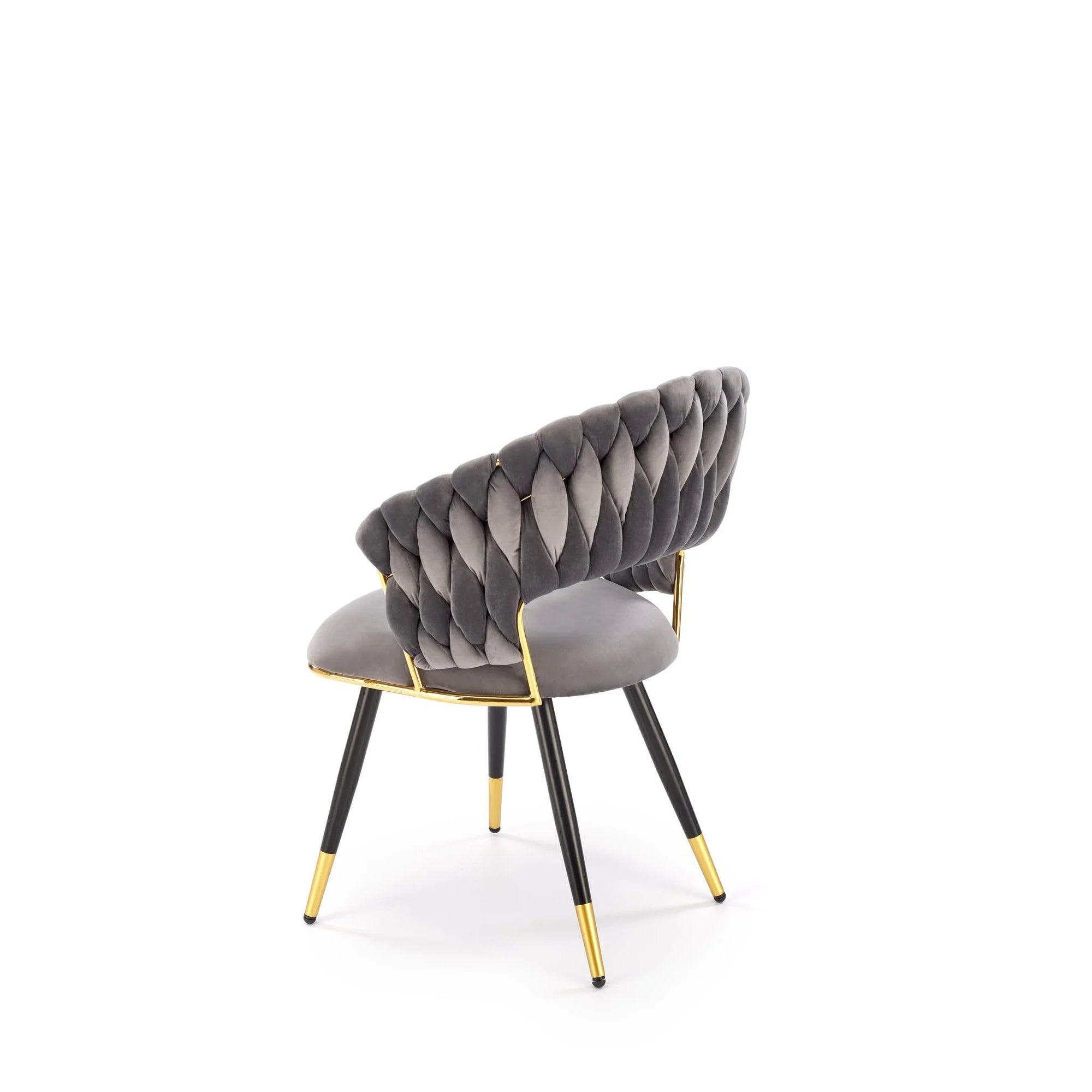 Scaun K551, gri/negru/auriu, stofa catifelata/metal, 62x58x85 cm