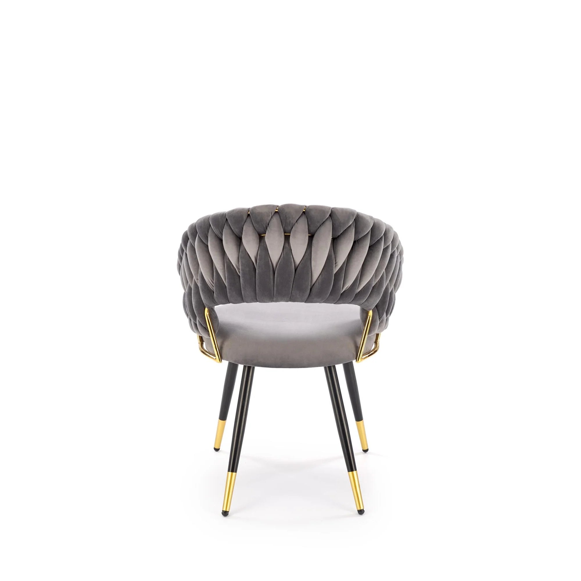 Scaun K551, gri/negru/auriu, stofa catifelata/metal, 62x58x85 cm