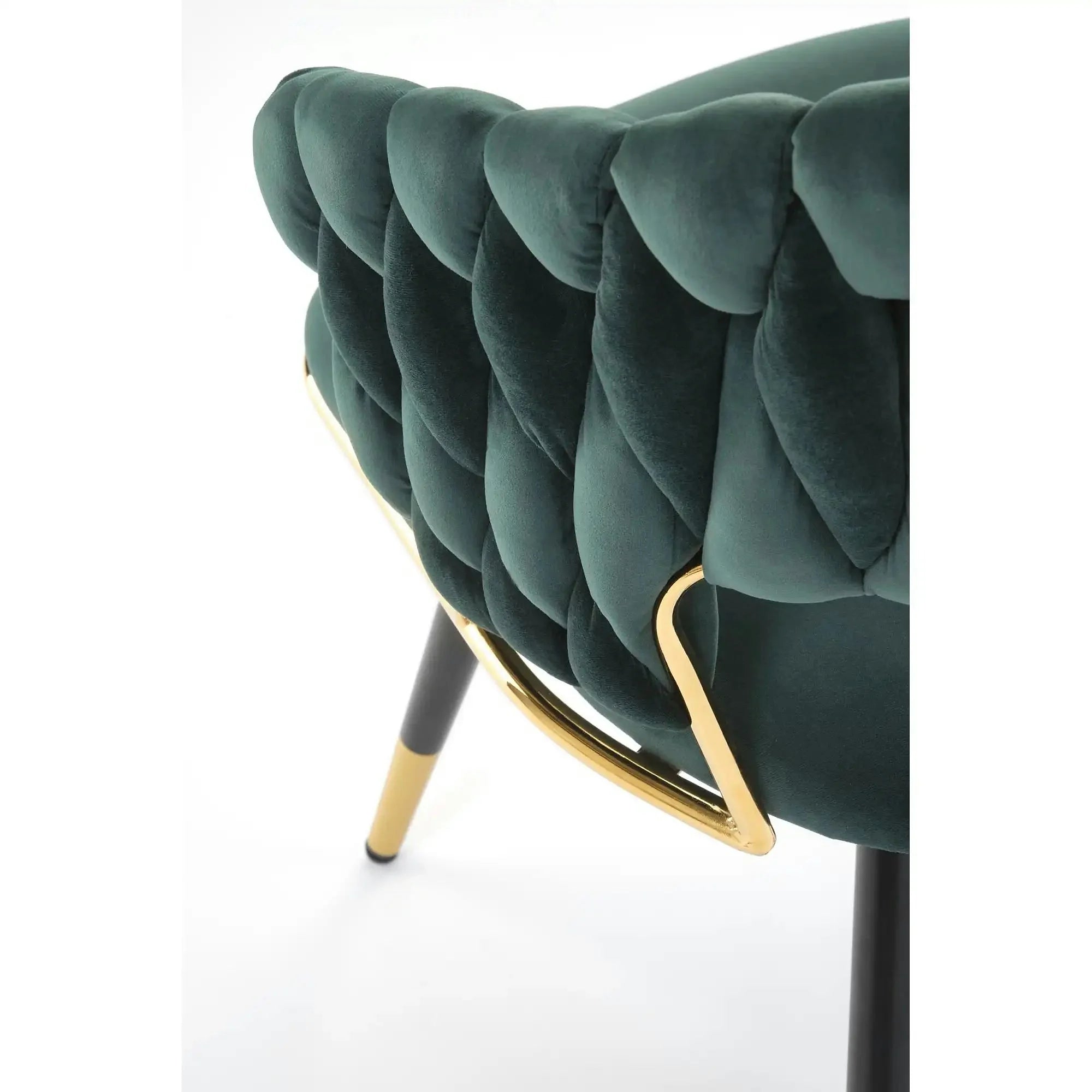 Scaun K551, verde inchis/negru/auriu, stofa catifelata/metal, 62x58x85 cm