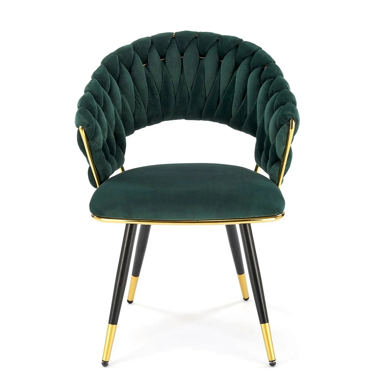 Scaun K551, verde inchis/negru/auriu, stofa catifelata/metal, 62x58x85 cm