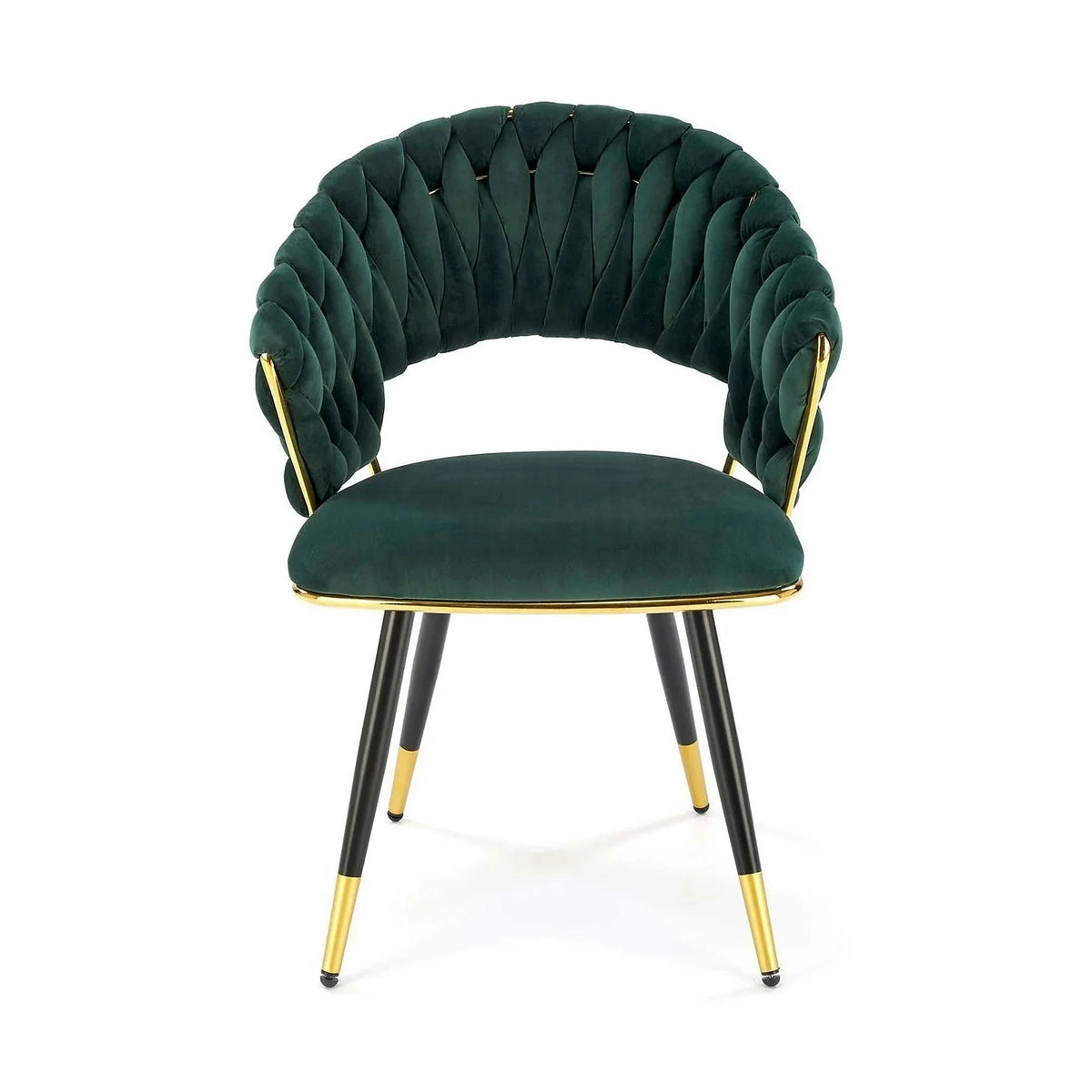 Scaun K551, verde inchis/negru/auriu, stofa catifelata/metal, 62x58x85 cm