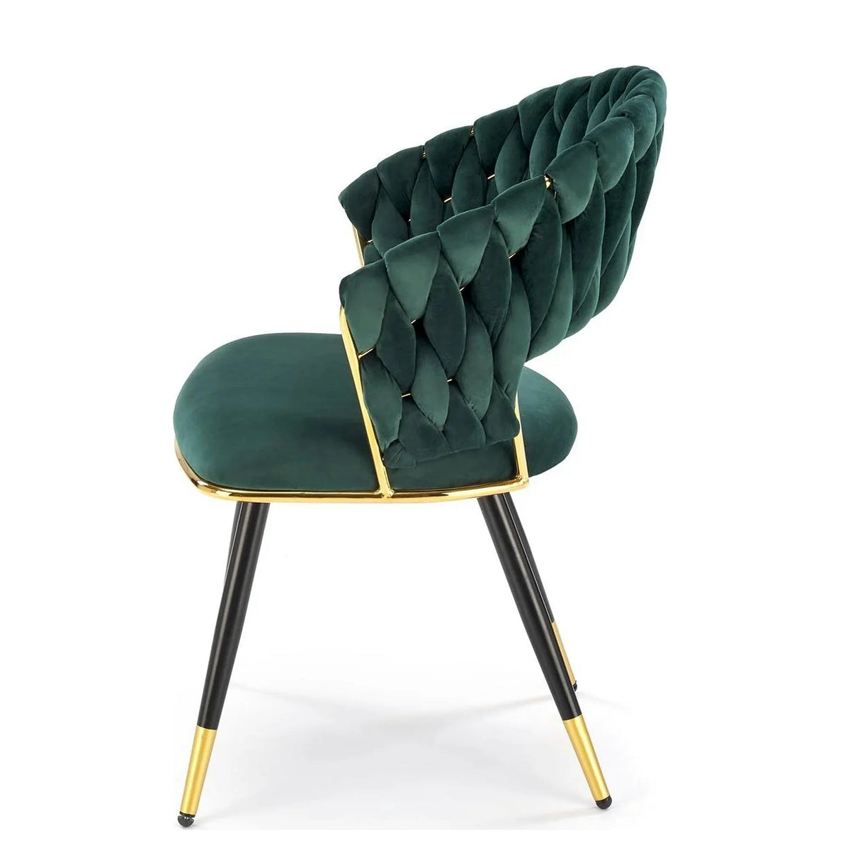 Scaun K551, verde inchis/negru/auriu, stofa catifelata/metal, 62x58x85 cm