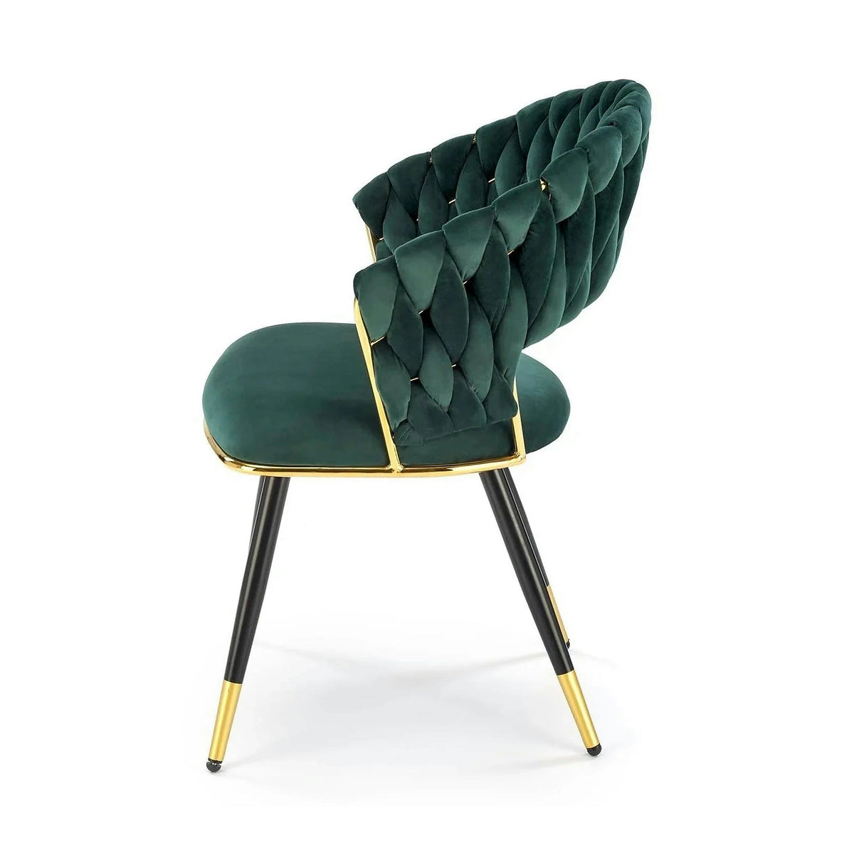 Scaun K551, verde inchis/negru/auriu, stofa catifelata/metal, 62x58x85 cm