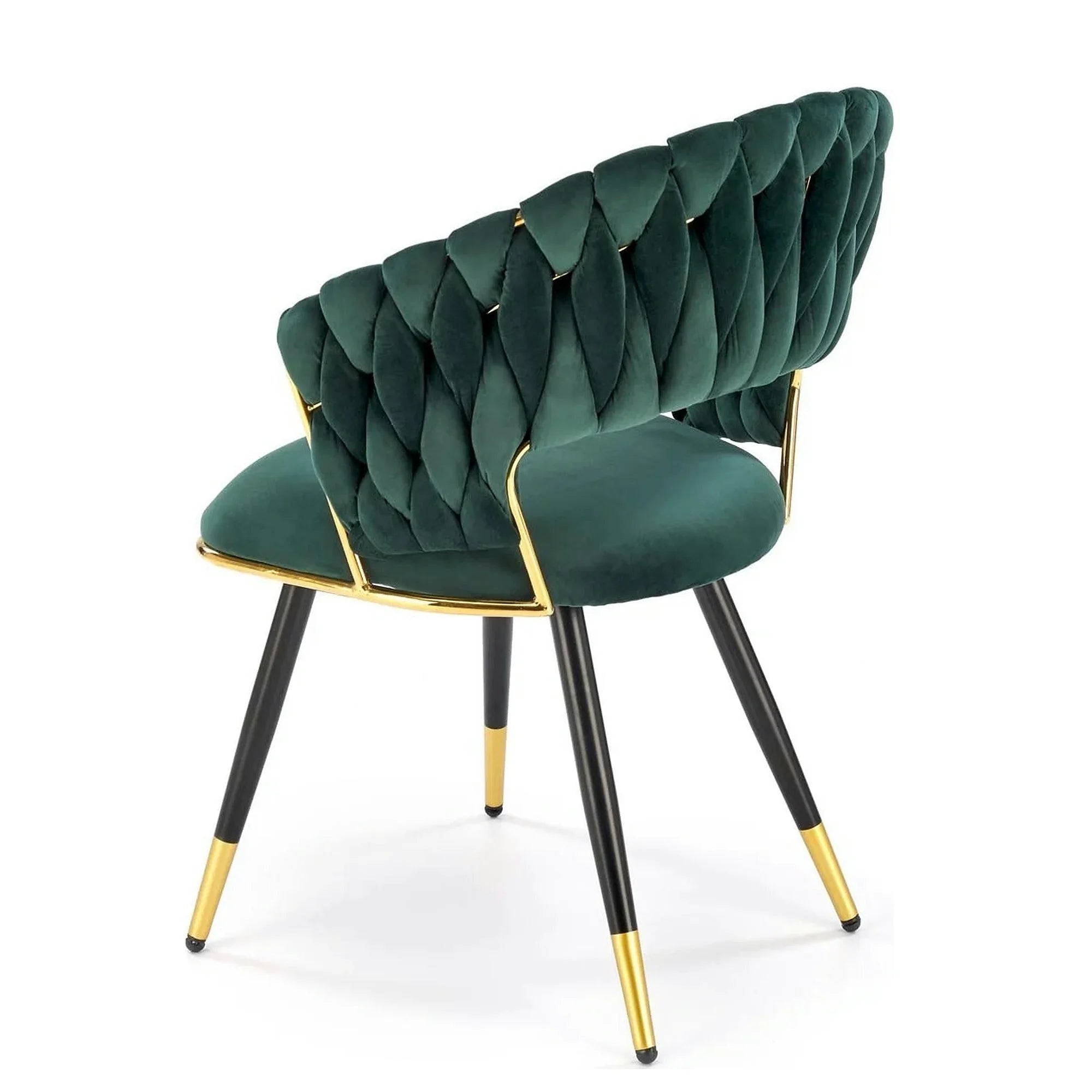 Scaun K551, verde inchis/negru/auriu, stofa catifelata/metal, 62x58x85 cm