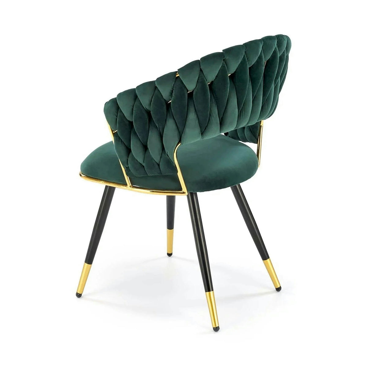 Scaun K551, verde inchis/negru/auriu, stofa catifelata/metal, 62x58x85 cm