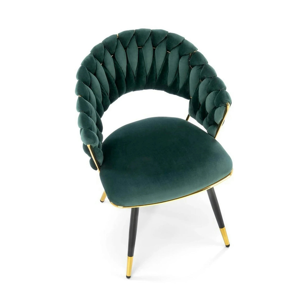 Scaun K551, verde inchis/negru/auriu, stofa catifelata/metal, 62x58x85 cm