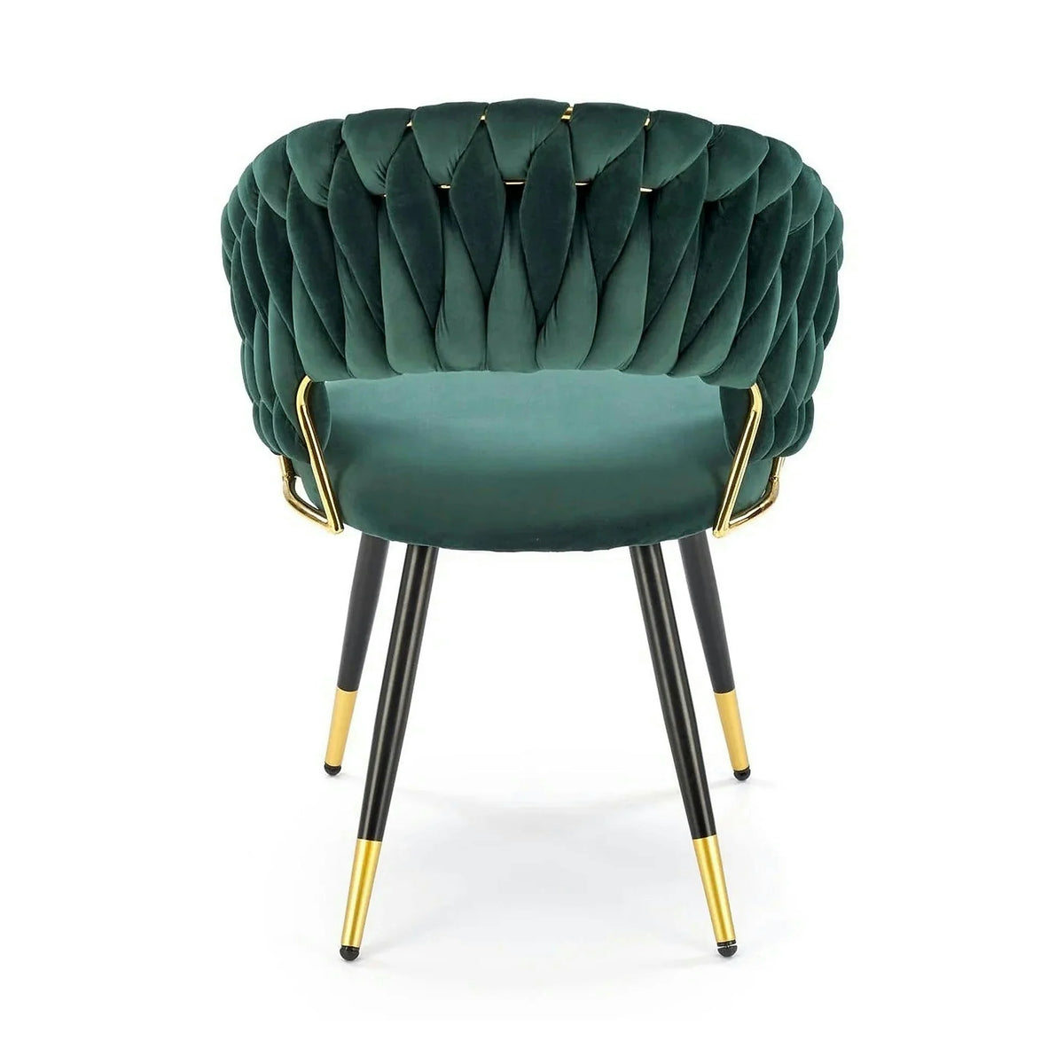 Scaun K551, verde inchis/negru/auriu, stofa catifelata/metal, 62x58x85 cm