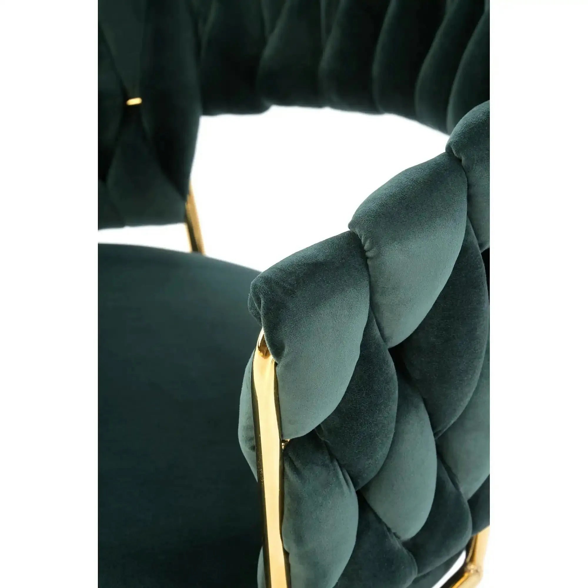 Scaun K551, verde inchis/negru/auriu, stofa catifelata/metal, 62x58x85 cm