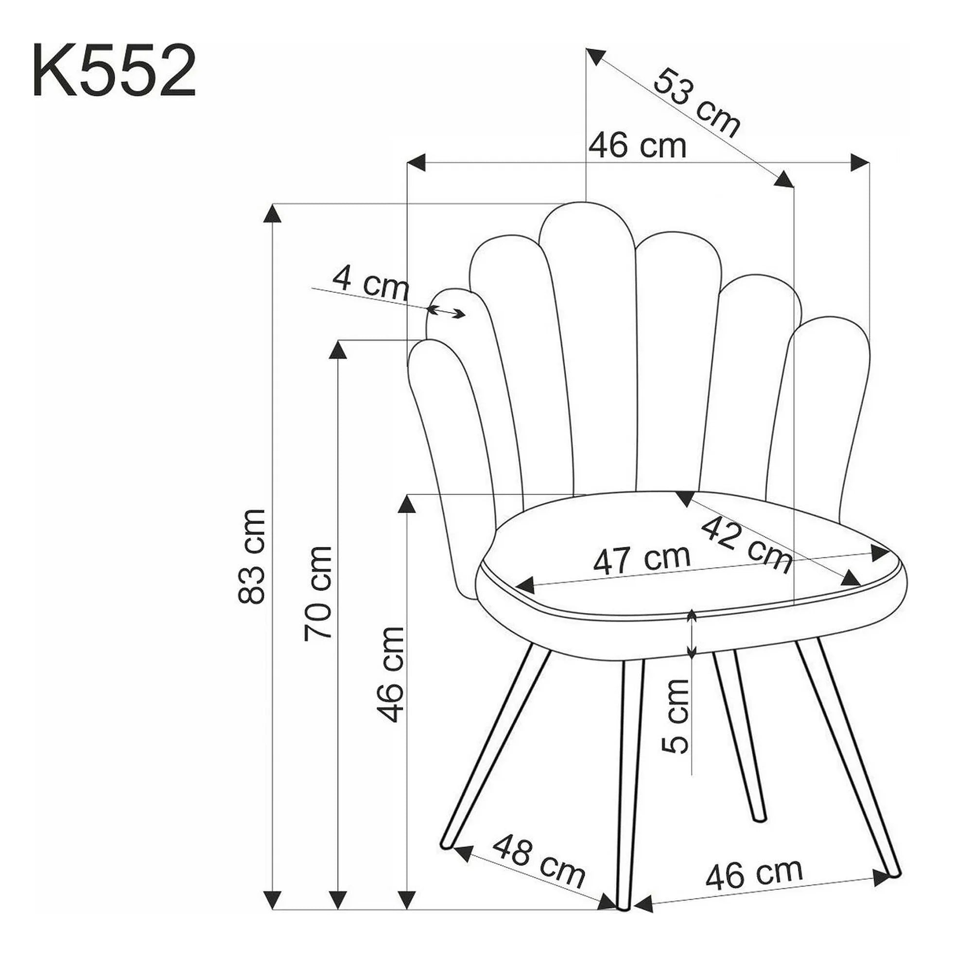 Scaun K552, bej/negru, stofa clasica/metal, 53x53x83 cm