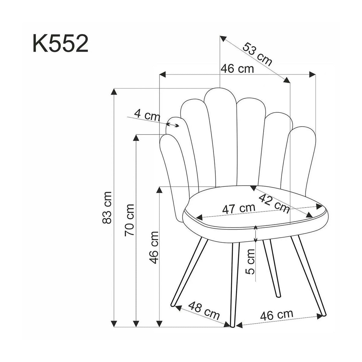 Scaun K552, bej/negru, stofa clasica/metal, 53x53x83 cm