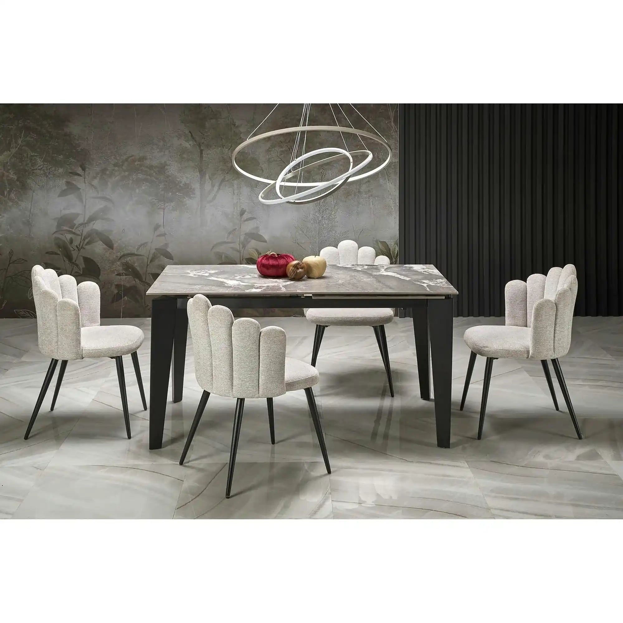 Scaun K552, bej/negru, stofa clasica/metal, 53x53x83 cm