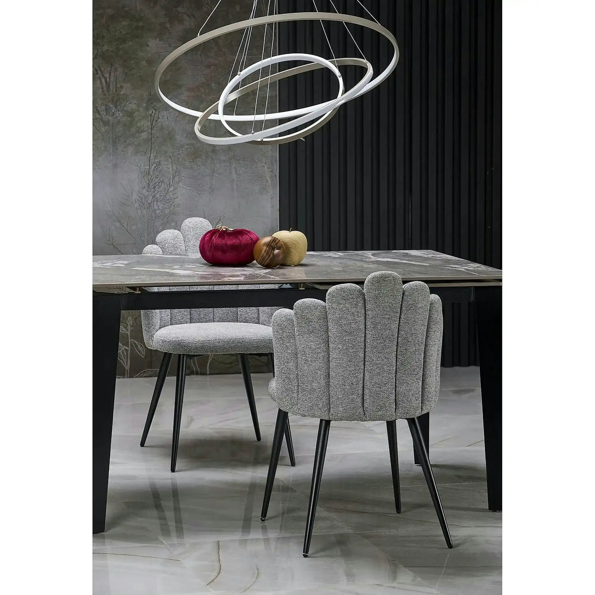 Scaun K552, bej/negru, stofa clasica/metal, 53x53x83 cm