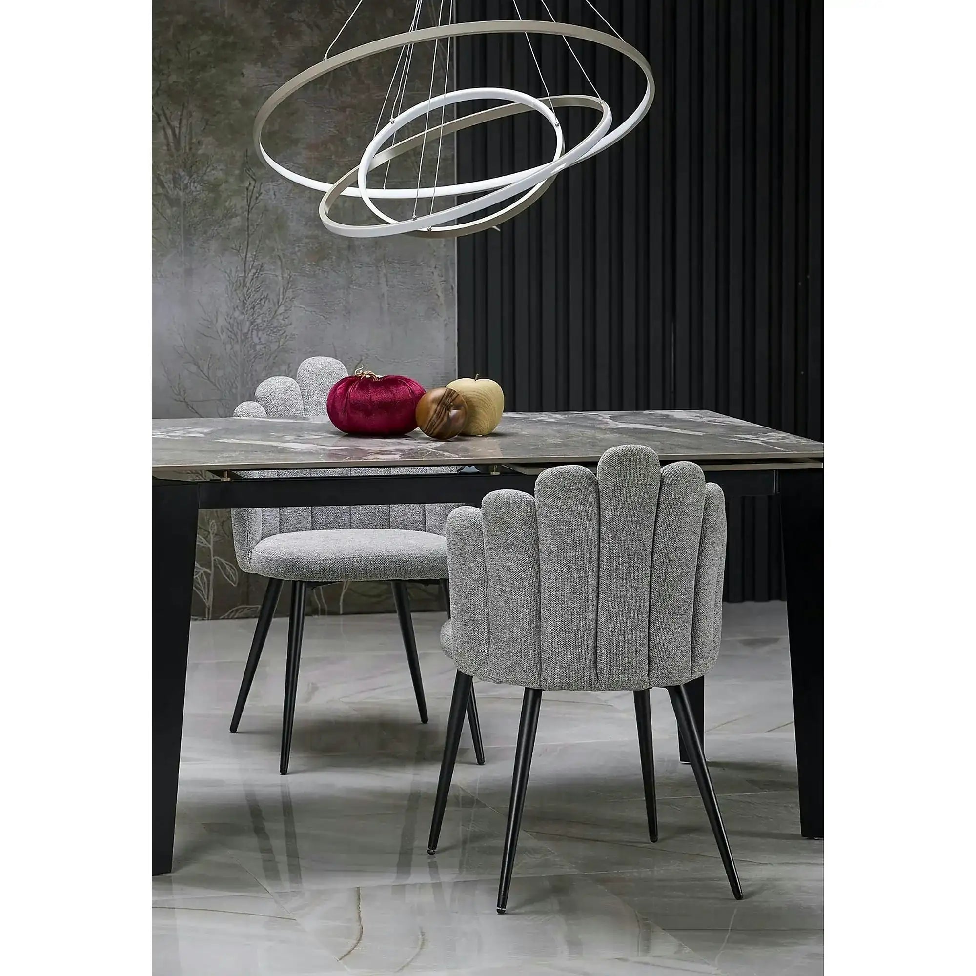 Scaun K552, bej/negru, stofa clasica/metal, 53x53x83 cm